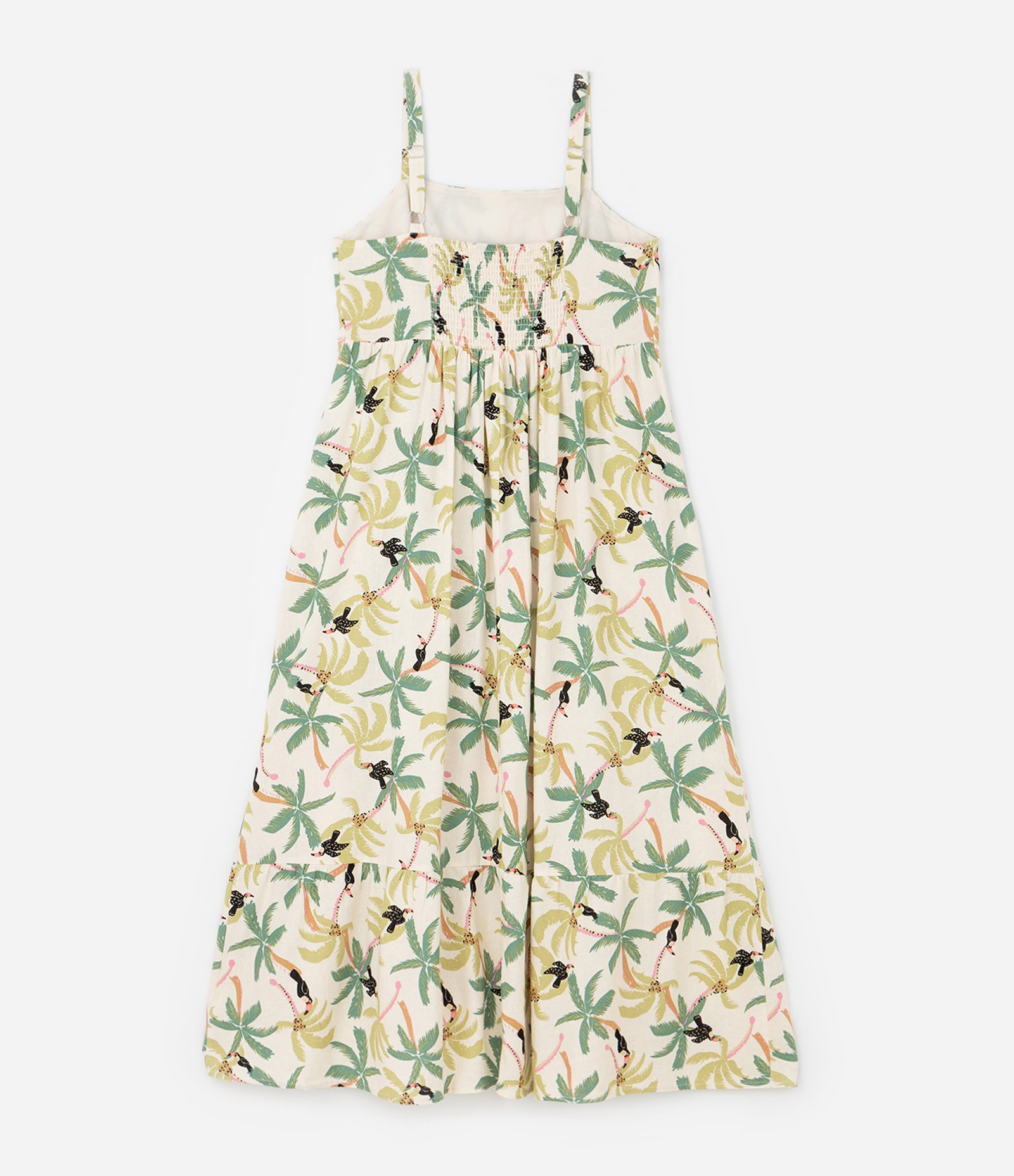 Vestido Midi em Viscolinho com Estampa Tropical Curve & Plus Size Bege 5