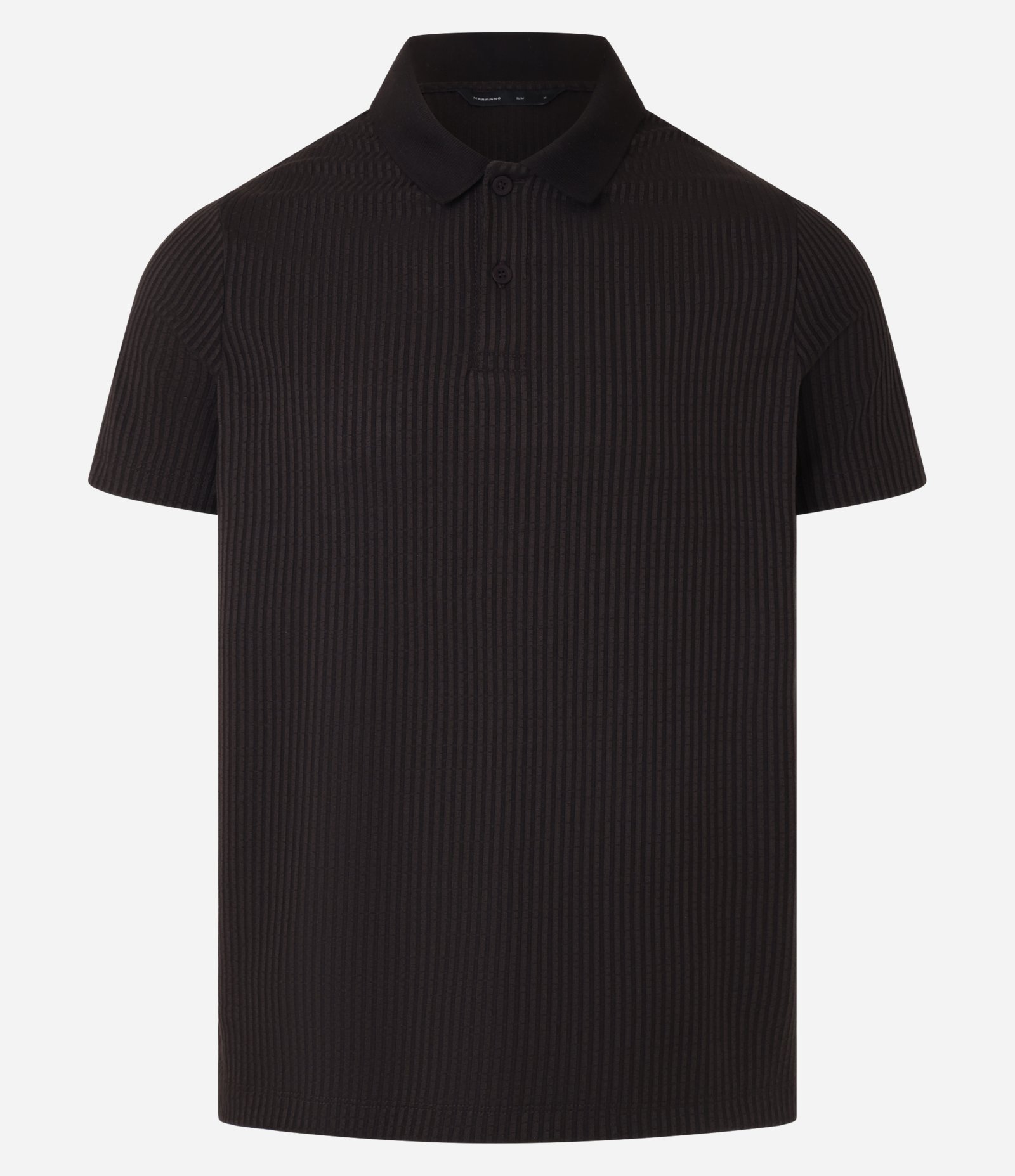 Camisa Slim com Gola Polo e Textura Canelada Preto 5