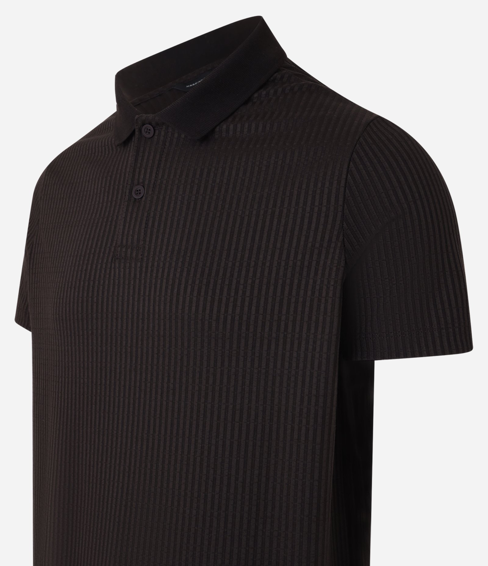 Camisa Slim com Gola Polo e Textura Canelada Preto 6