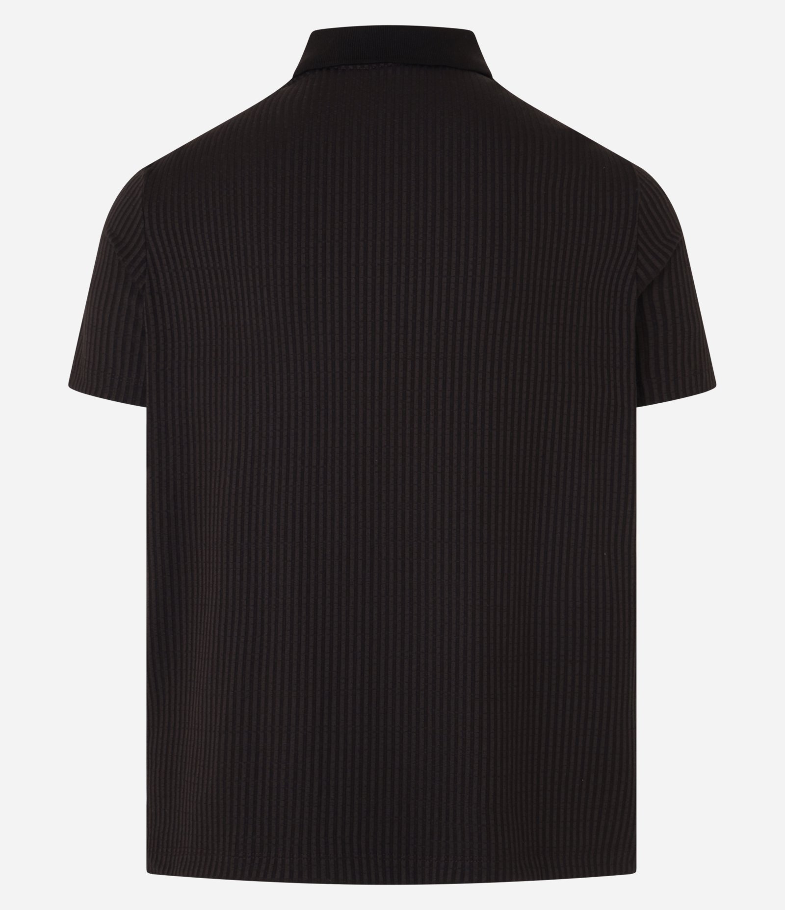 Camisa Slim com Gola Polo e Textura Canelada Preto 7