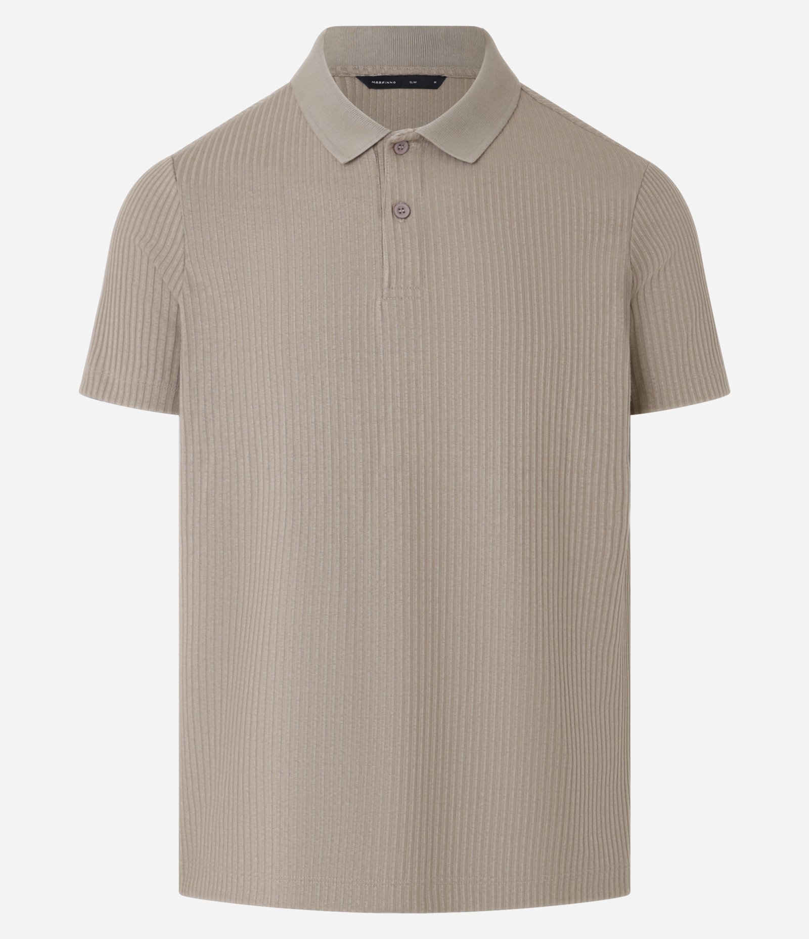 Camisa Slim com Gola Polo e Textura Canelada Bege 5