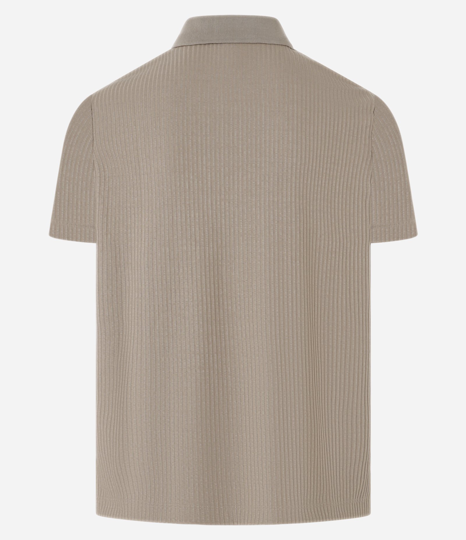 Camisa Slim com Gola Polo e Textura Canelada Bege 7