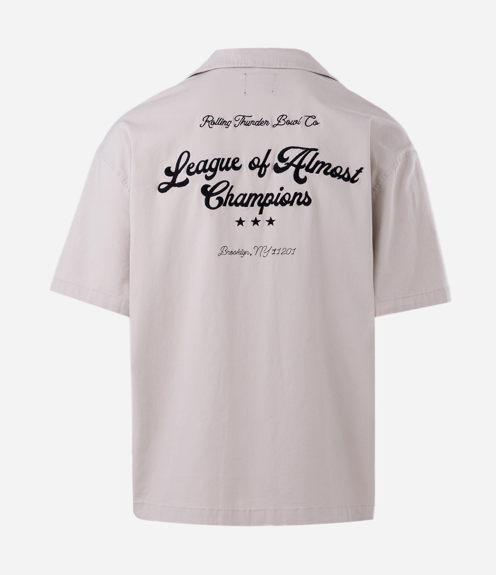 Camisa Boxy em Algodão Texturizado e Estampa Lettering Bordado Cinza Claro 2