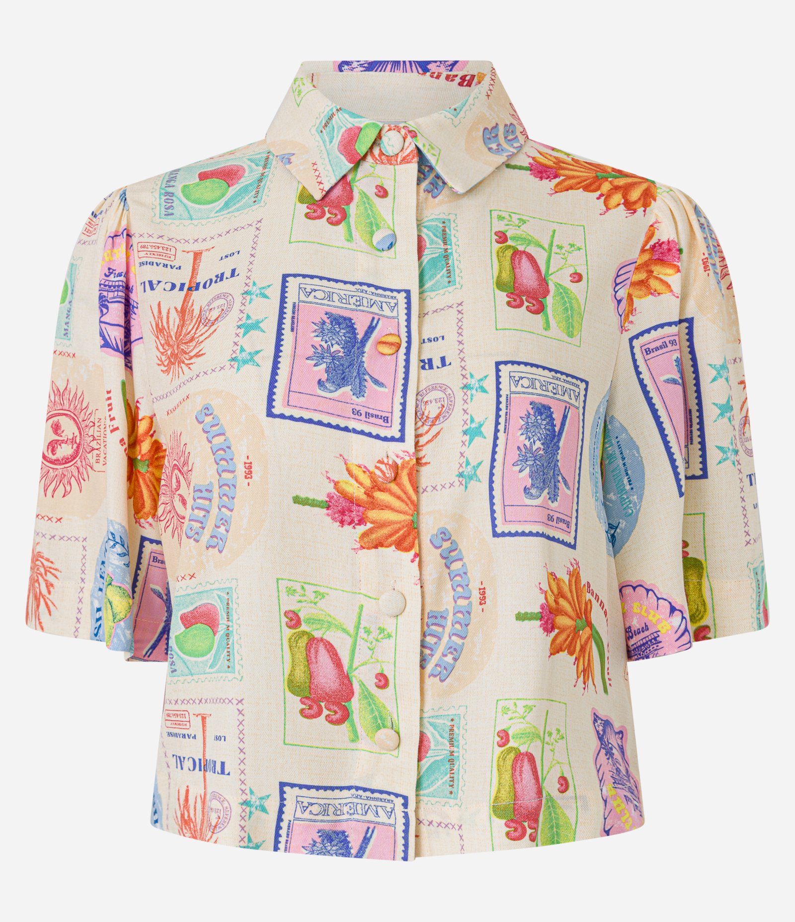 Camisa em Viscose com Estampa de Colagens Multicores 1