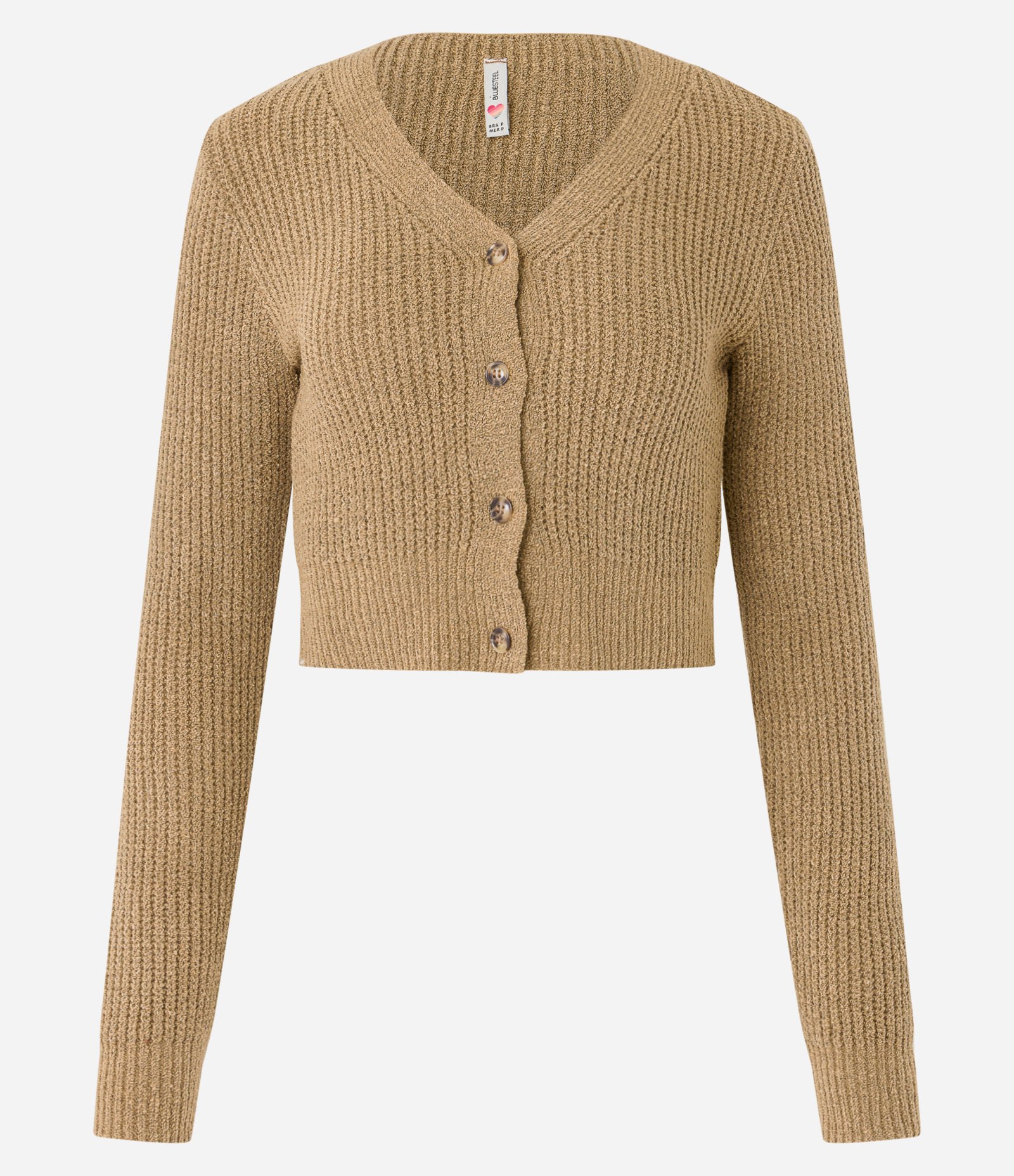 Casaco em Tricô com Abotoamento Frontal Bege 1