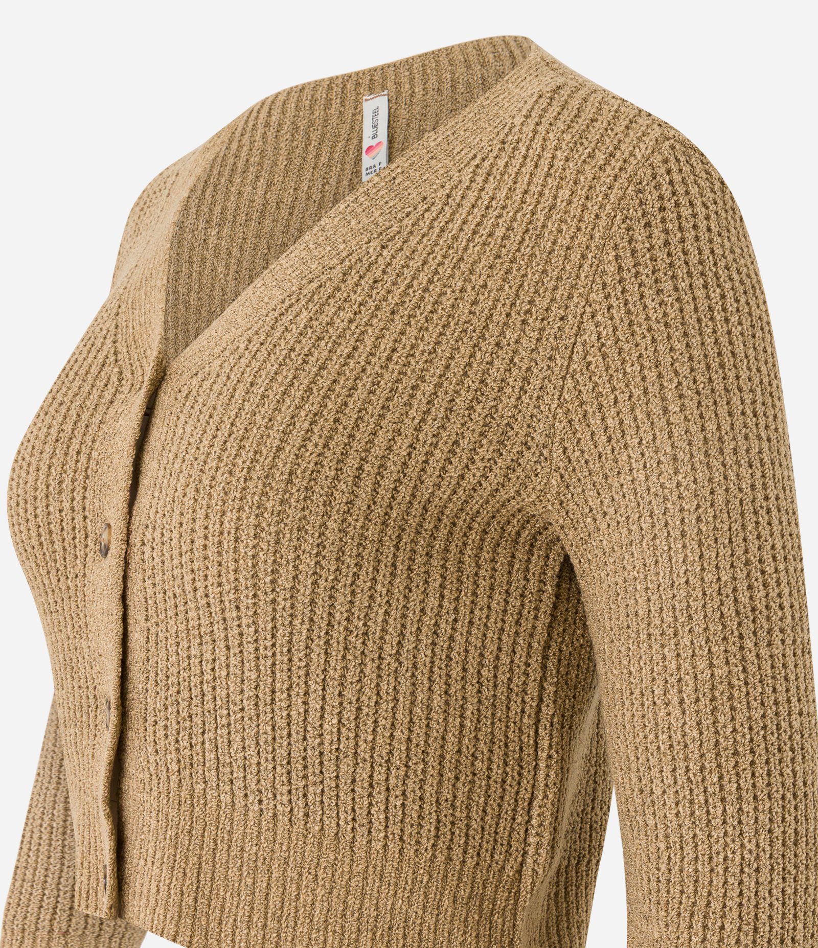 Casaco em Tricô com Abotoamento Frontal Bege 2