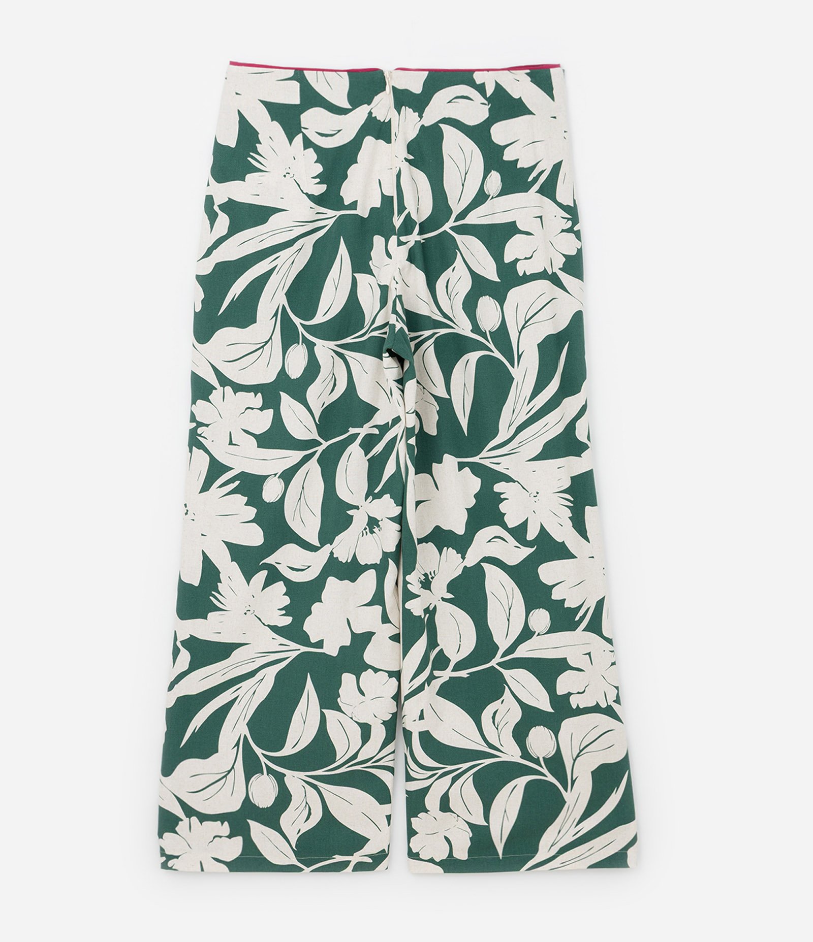 Calça Pareô em Viscolinho com Estampa de Folhagem Curve & Plus Size Verde 6