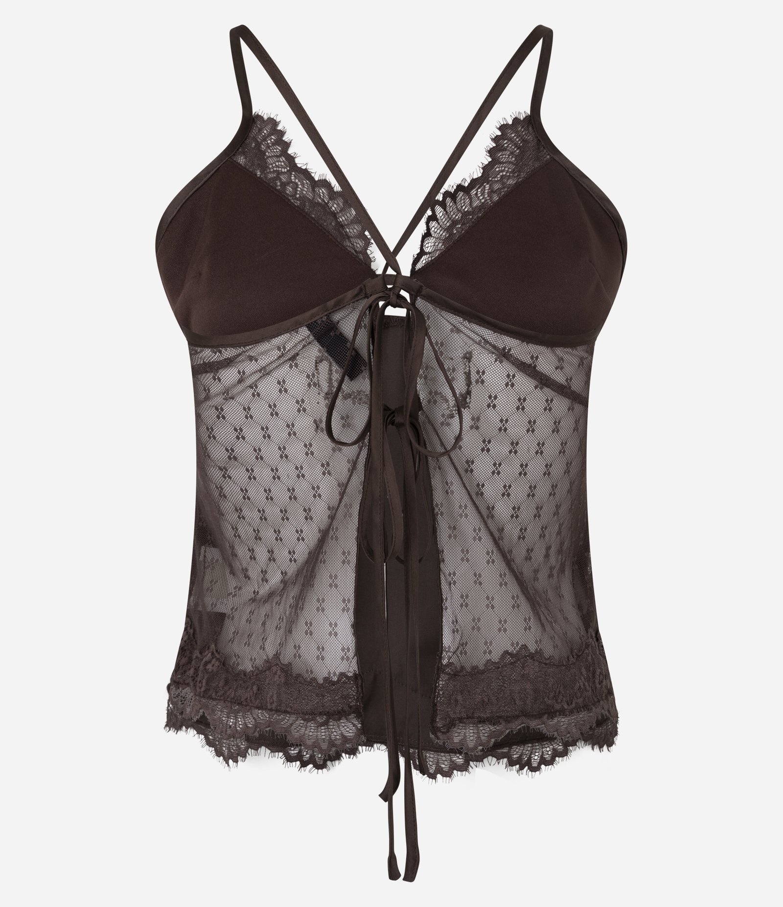 Blusa em Cetim com Detalhe em Renda Marrom 10