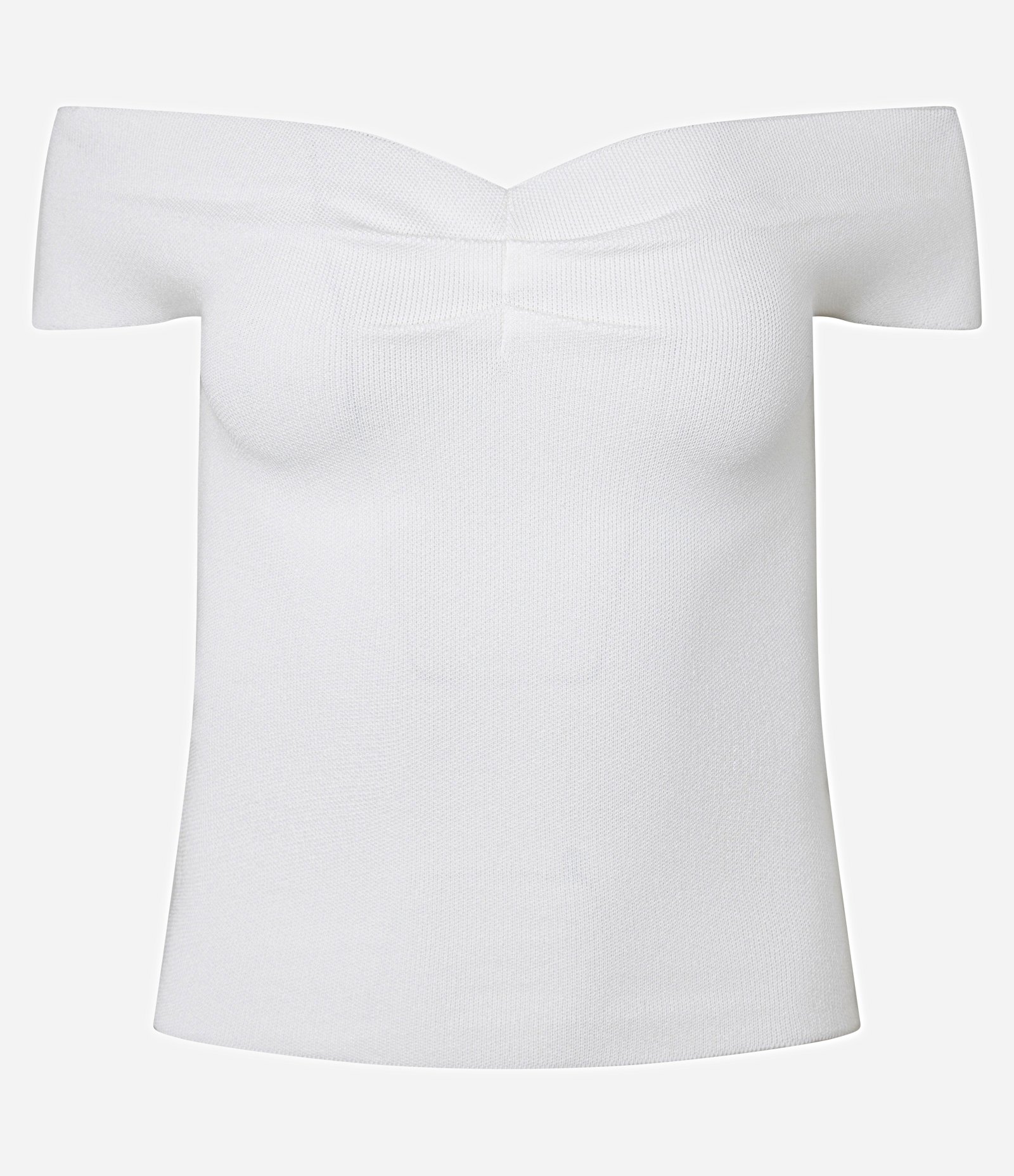 Blusa Ombro a Ombro em Tricô com Franzido no Busto Branco 1