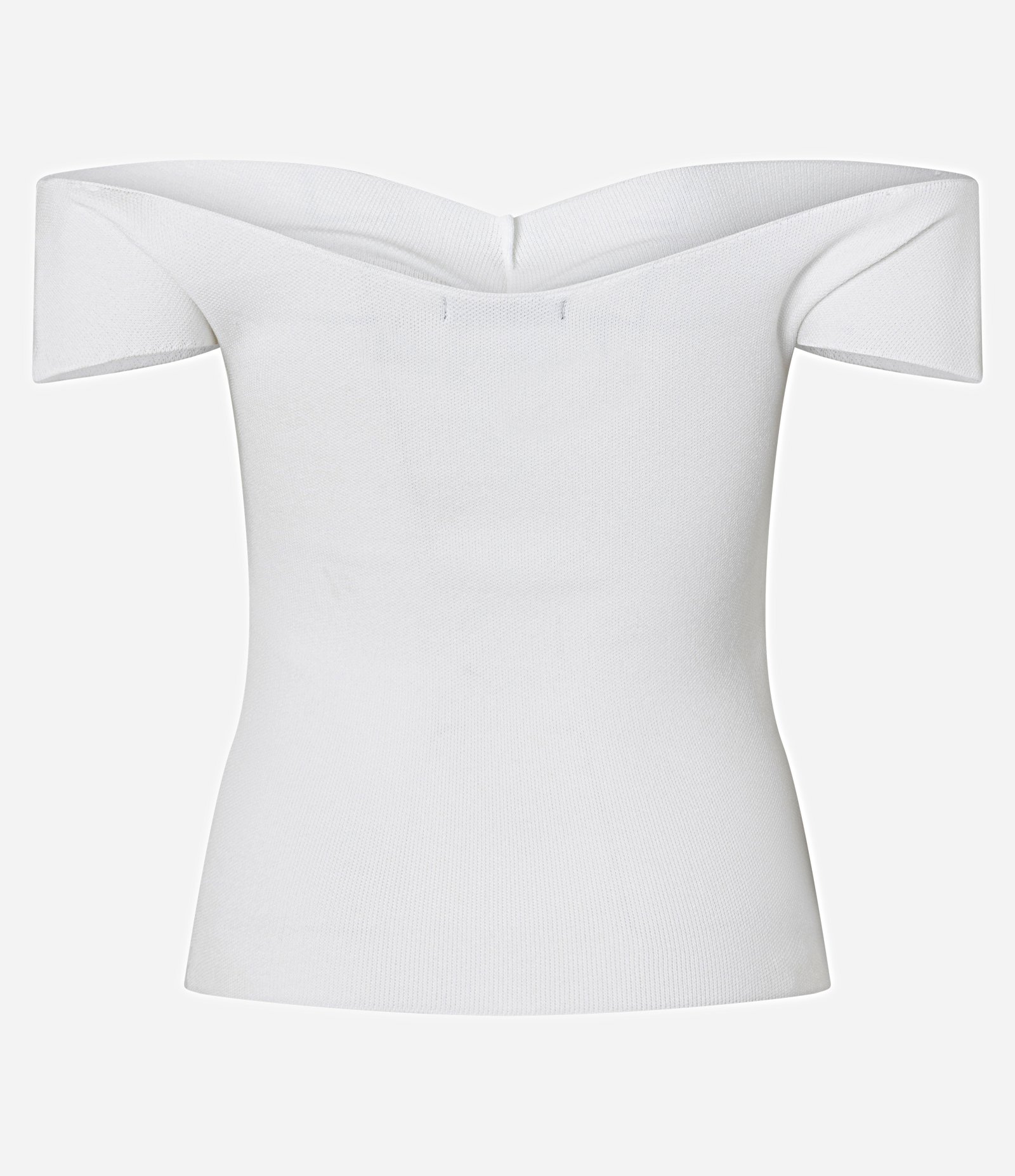Blusa Ombro a Ombro em Tricô com Franzido no Busto Branco 3
