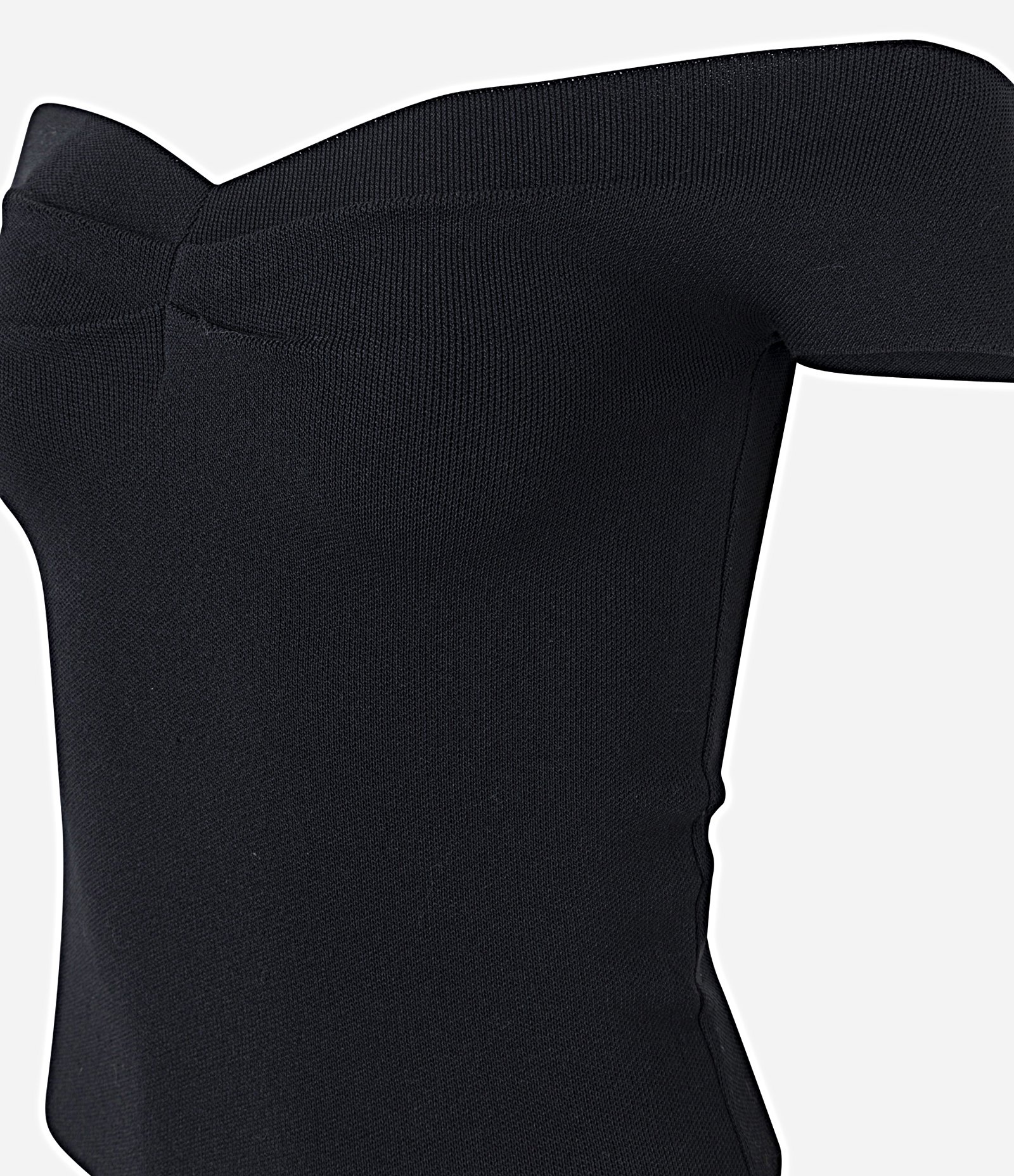 Blusa Ombro a Ombro em Tricô com Franzido no Busto Preto 2