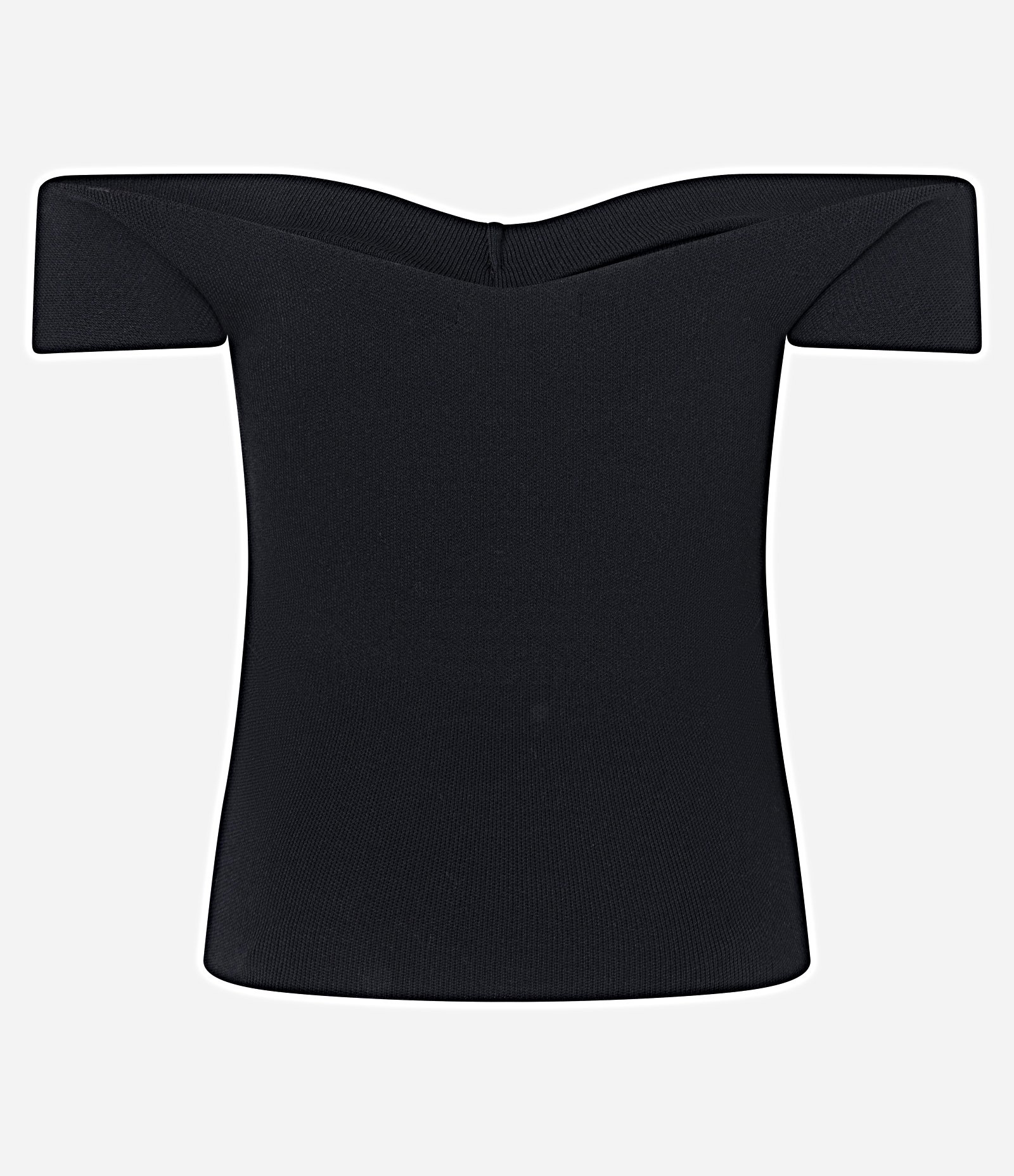 Blusa Ombro a Ombro em Tricô com Franzido no Busto Preto 3