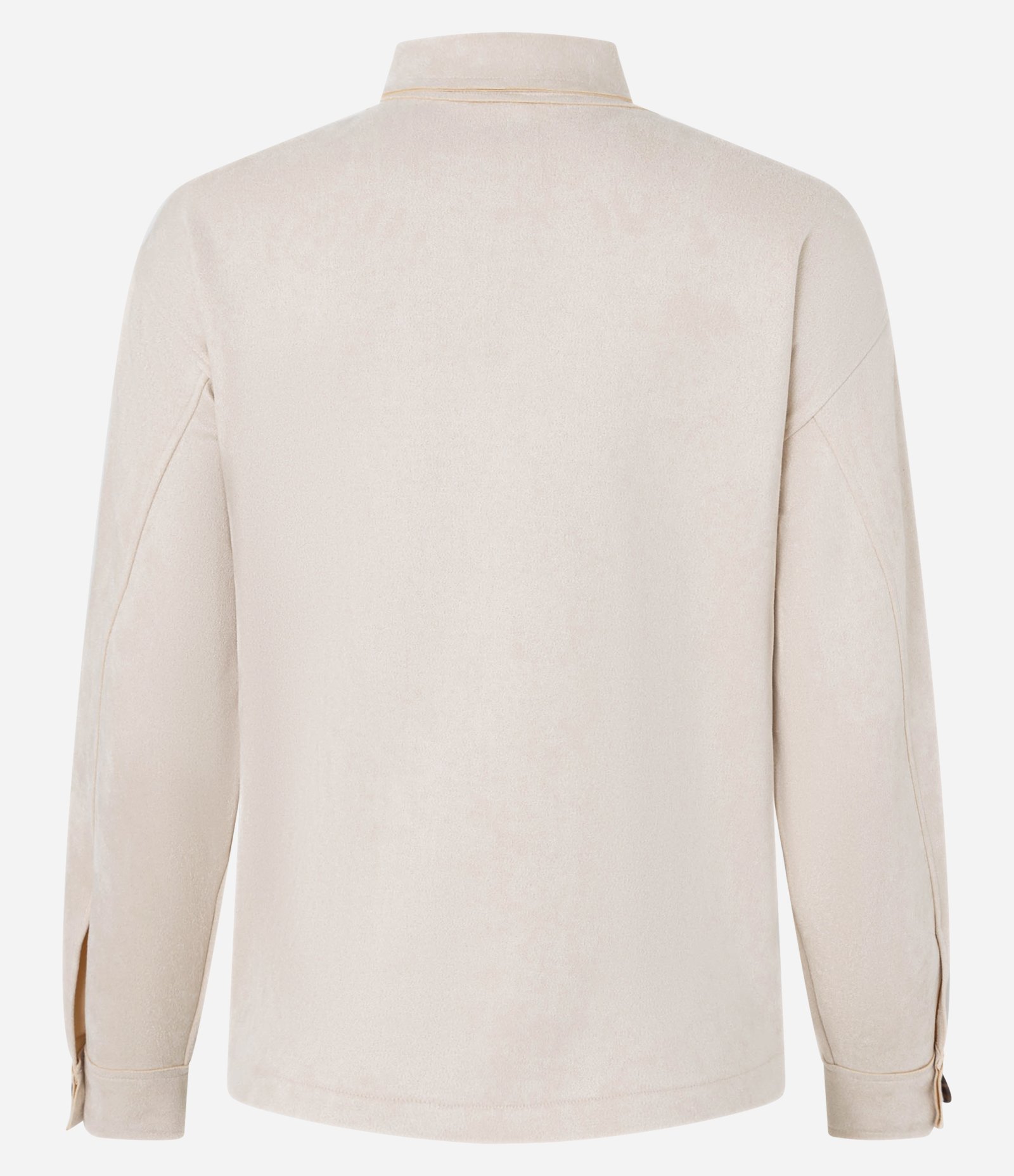 Camisa em Suede com Bolsos e Botões Contrastantes Bege 3