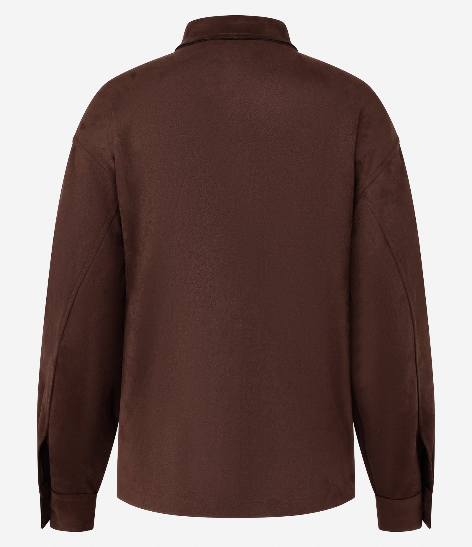 Camisa em Suede com Bolsos e Botões Contrastantes Marrom 2