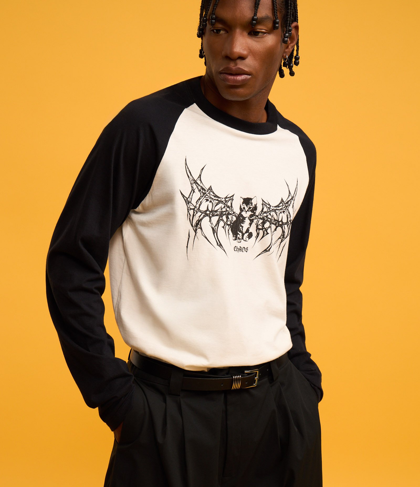 Camiseta Comfort em Algodão com Estampa de Gato Off White/Preto 4