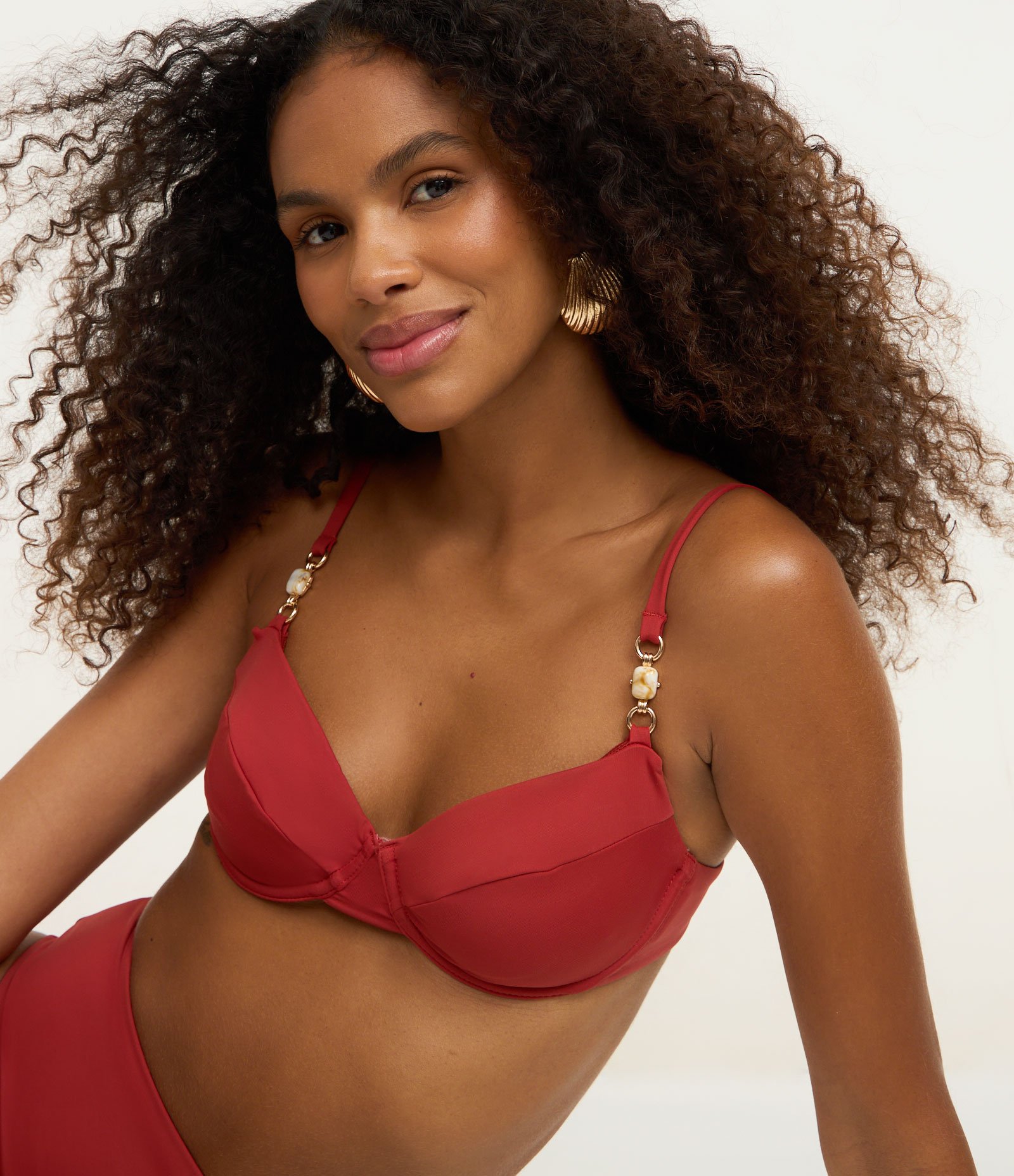 Biquíni Top Meia Taça em Microfibra com Pedraria nas Alças Telha 1