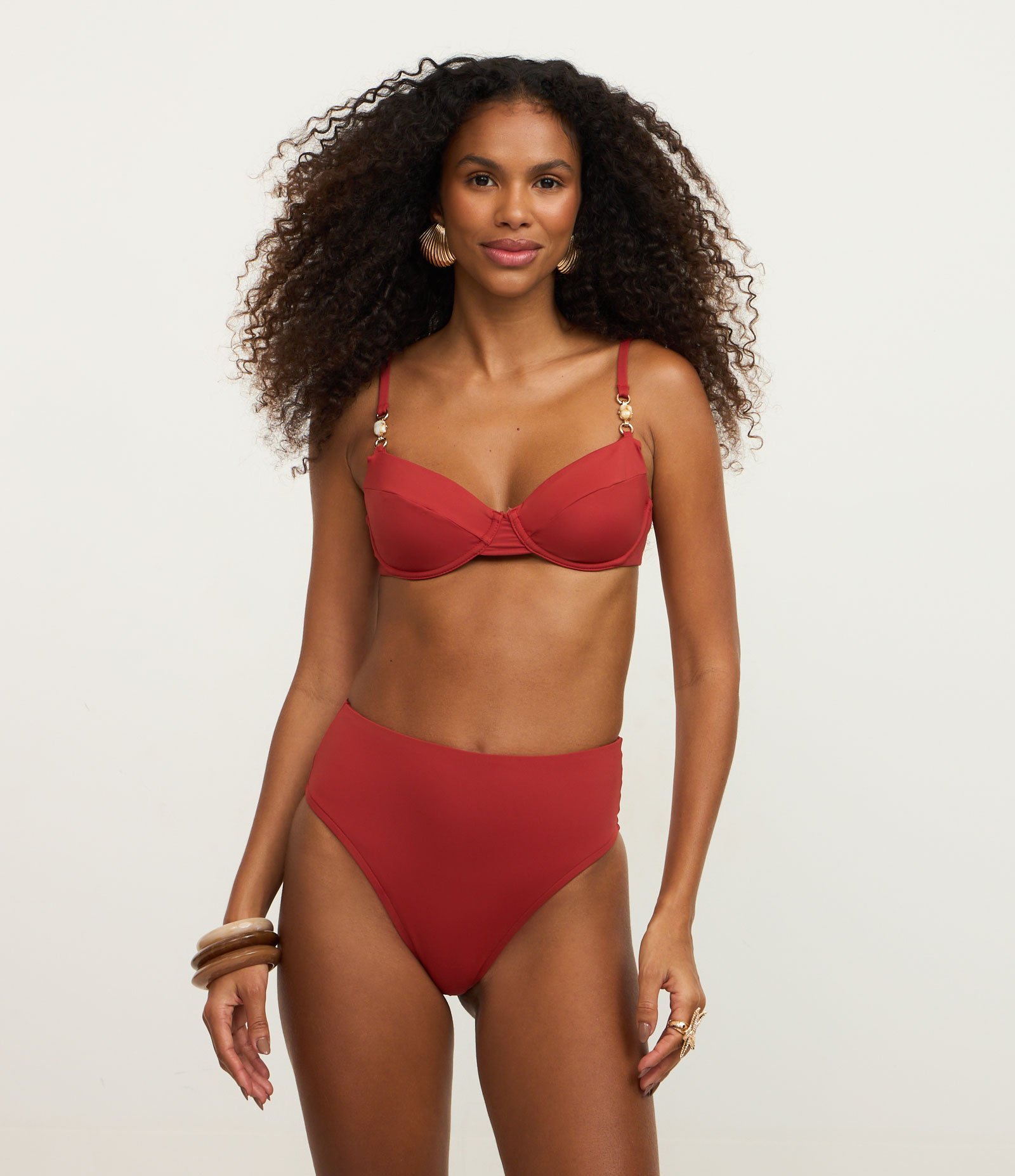 Biquíni Top Meia Taça em Microfibra com Pedraria nas Alças Telha 2