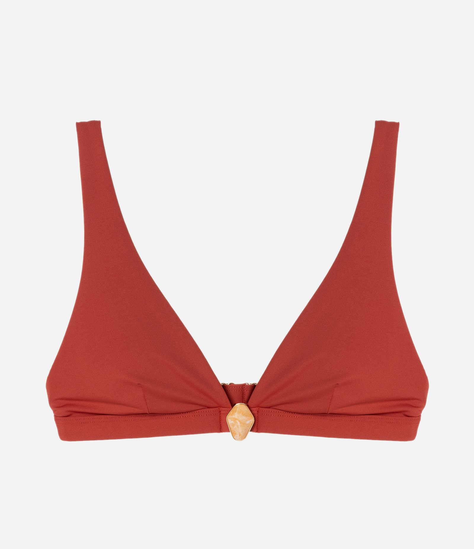 Biquíni Top Triangulo Fixo Alongado em Microfibra com Pedra no Centro Telha 1