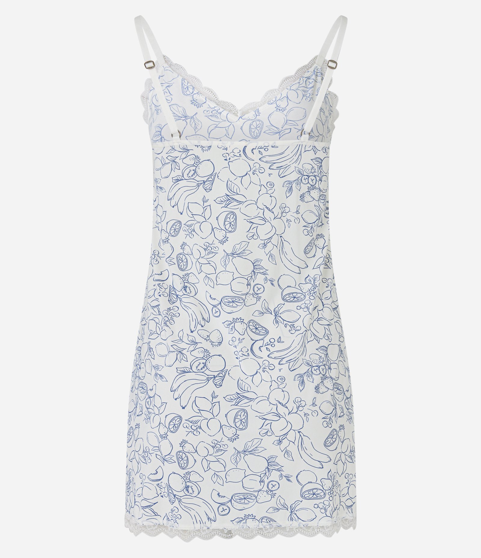 Camisola em Microfibra com Estampa de Frutas e Detalhe de Rendinha Branco 4