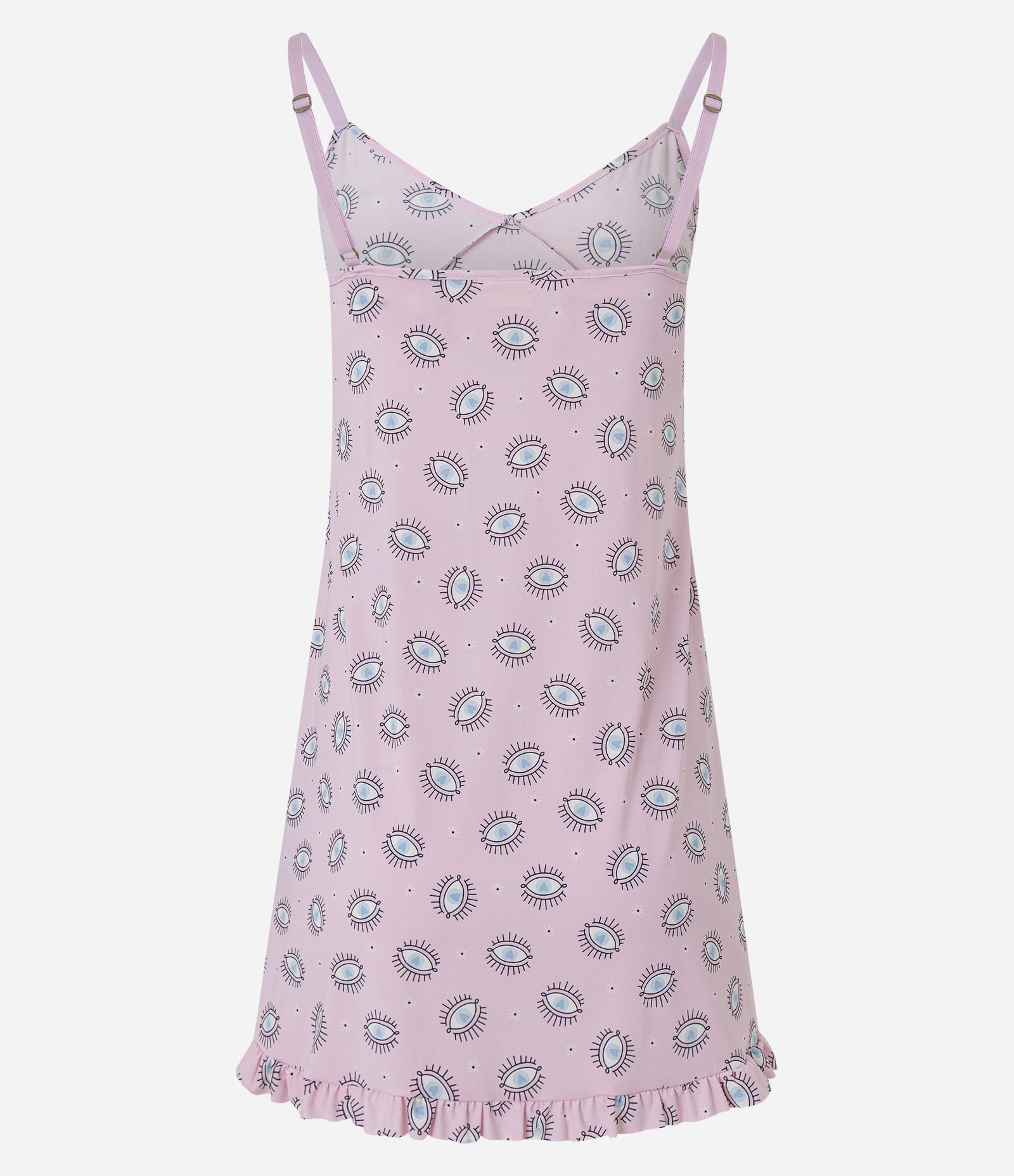 Camisola em Microfibra com Estampa de Olhinhos e Barra de Babadinhos Rosa 4