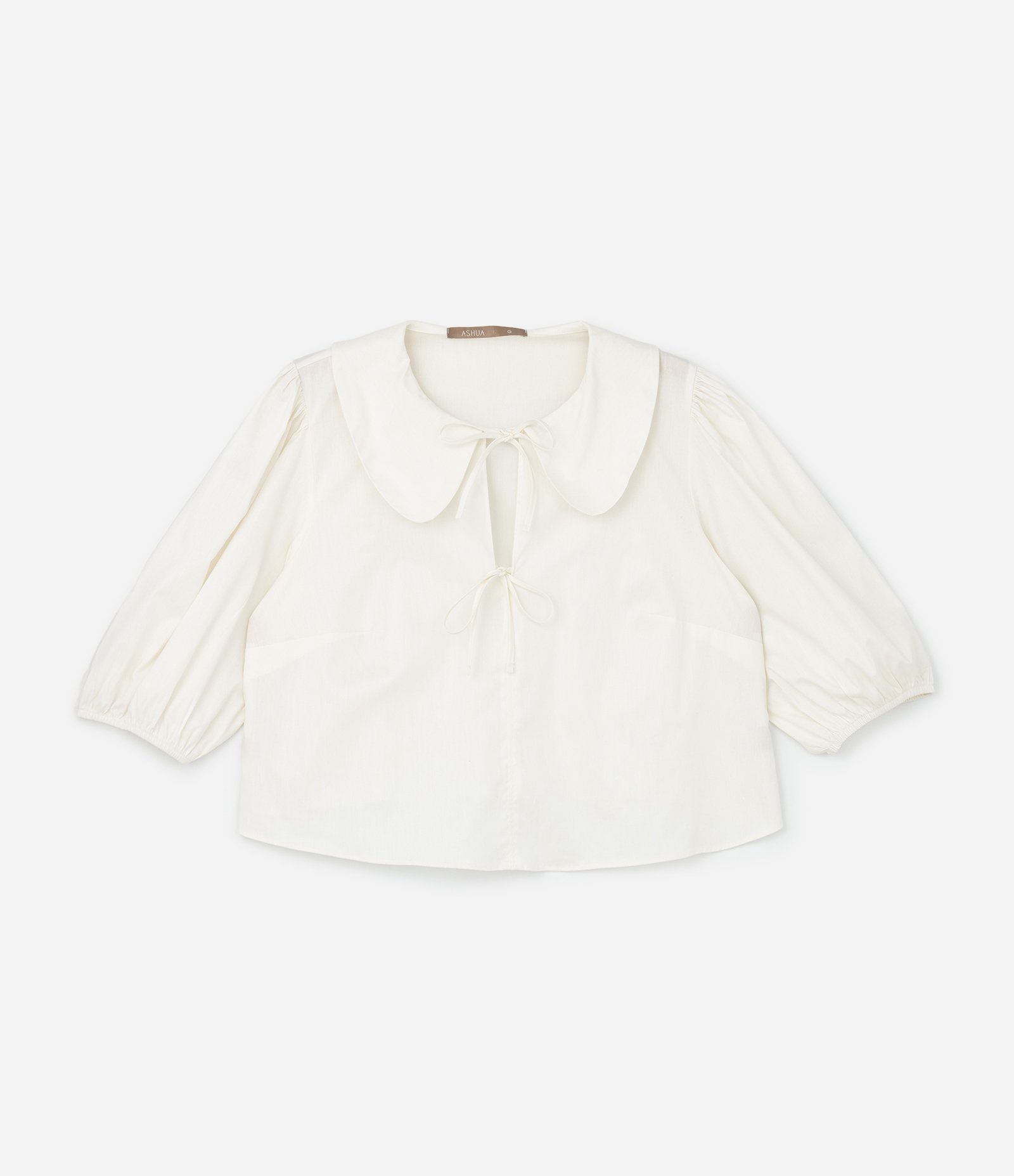 Blusa em Tricoline com Gola Boneca e Laços Curve & Plus Size Branco 7