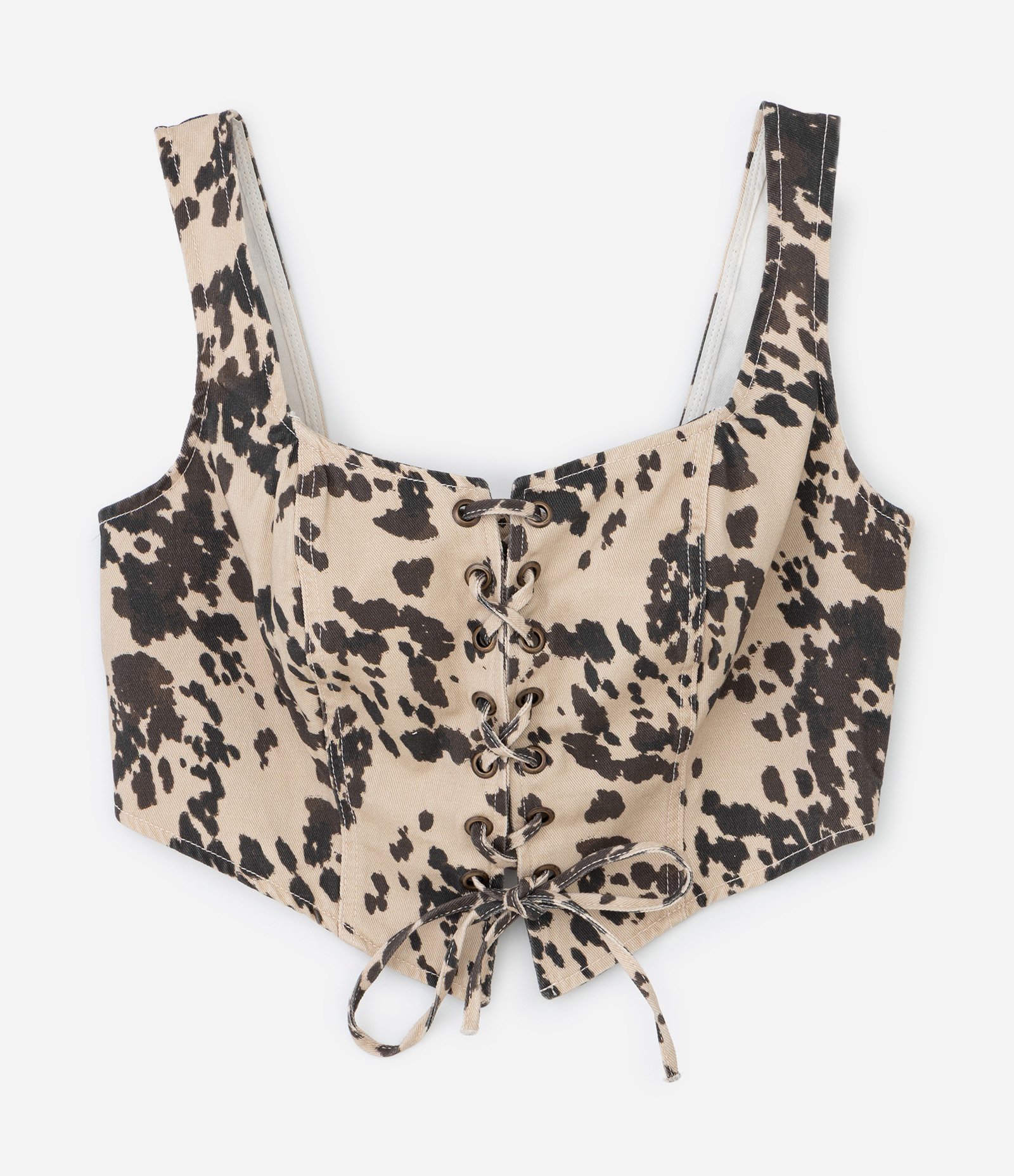 Top em Sarja com Estampa Animal Print Curve & Plus Size Bege 7