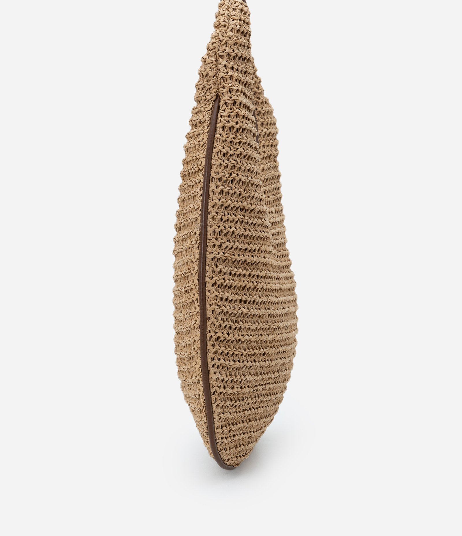 Bolsa Hobo com Efeito Ráfia e Detalhes Boho Romântico Bege 3