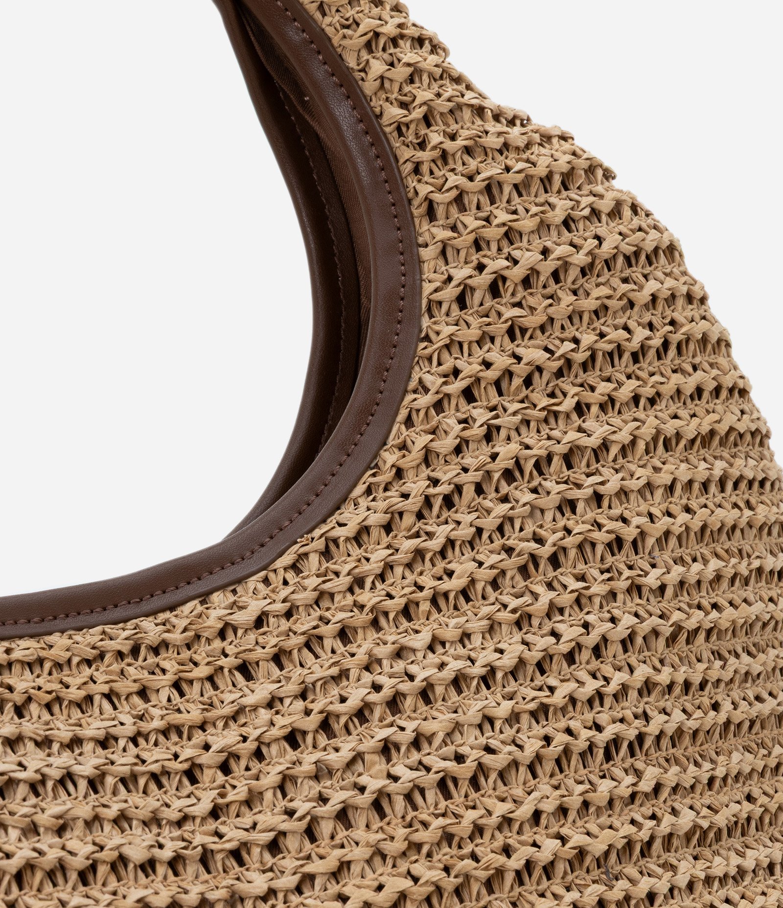 Bolsa Hobo com Efeito Ráfia e Detalhes Boho Romântico Bege 5