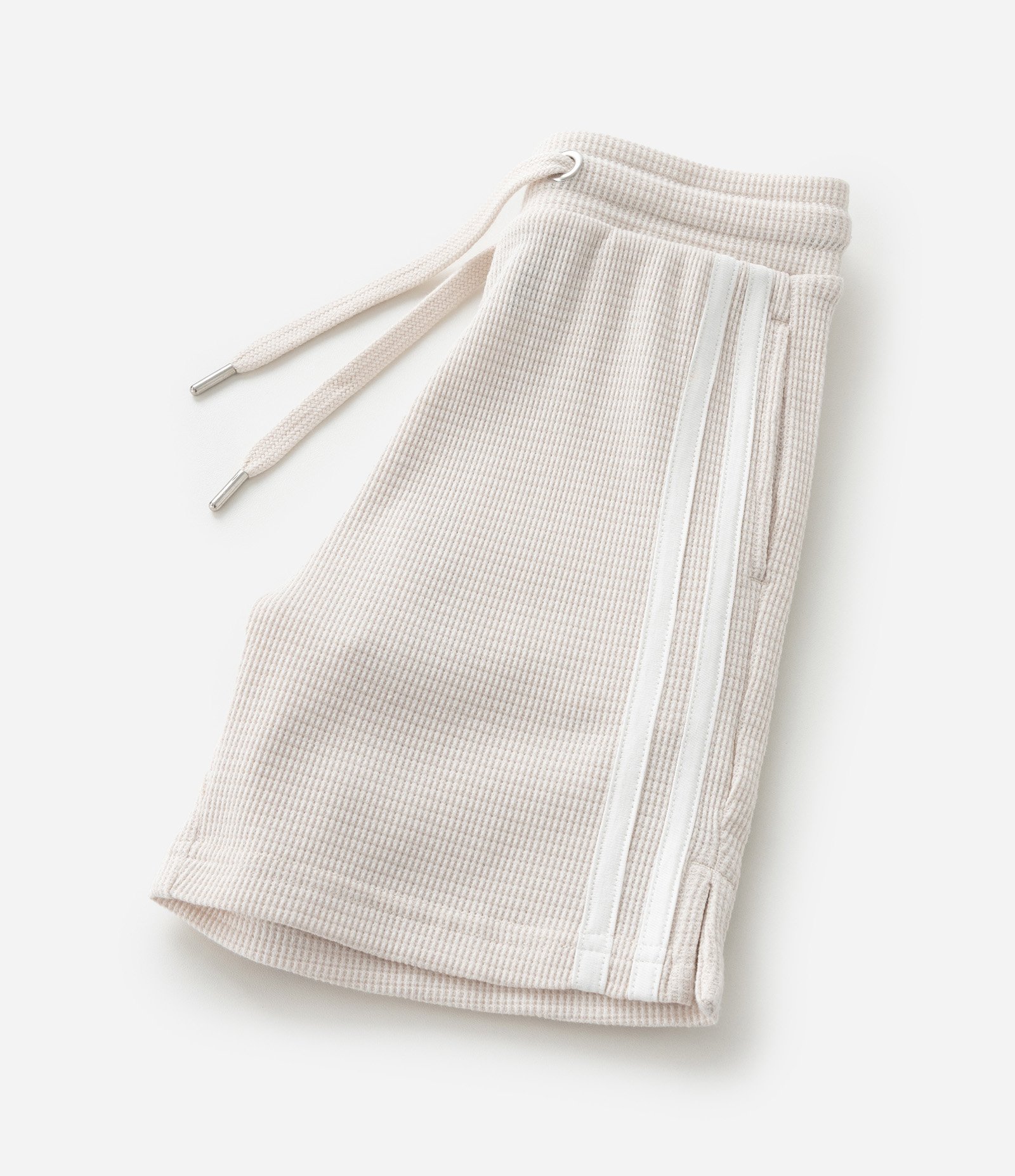 Bermuda Infantil em Moletom com Listras Laterais e Texturizada - Tam 5 a 14 Anos Oat Milk 8