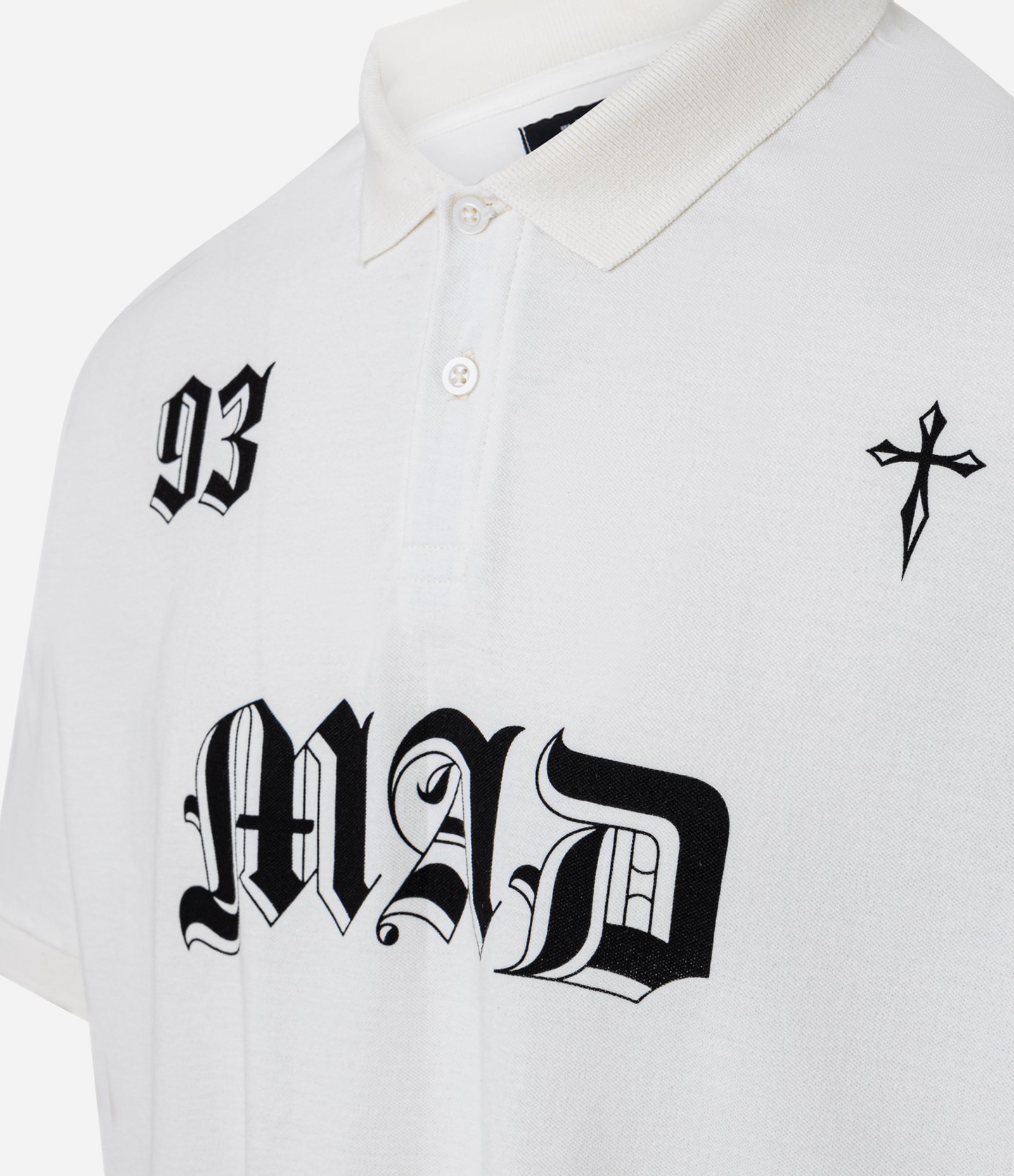 Camiseta Boxy em Algodão com Gola Polo Lettering 93 Mad Branco 7