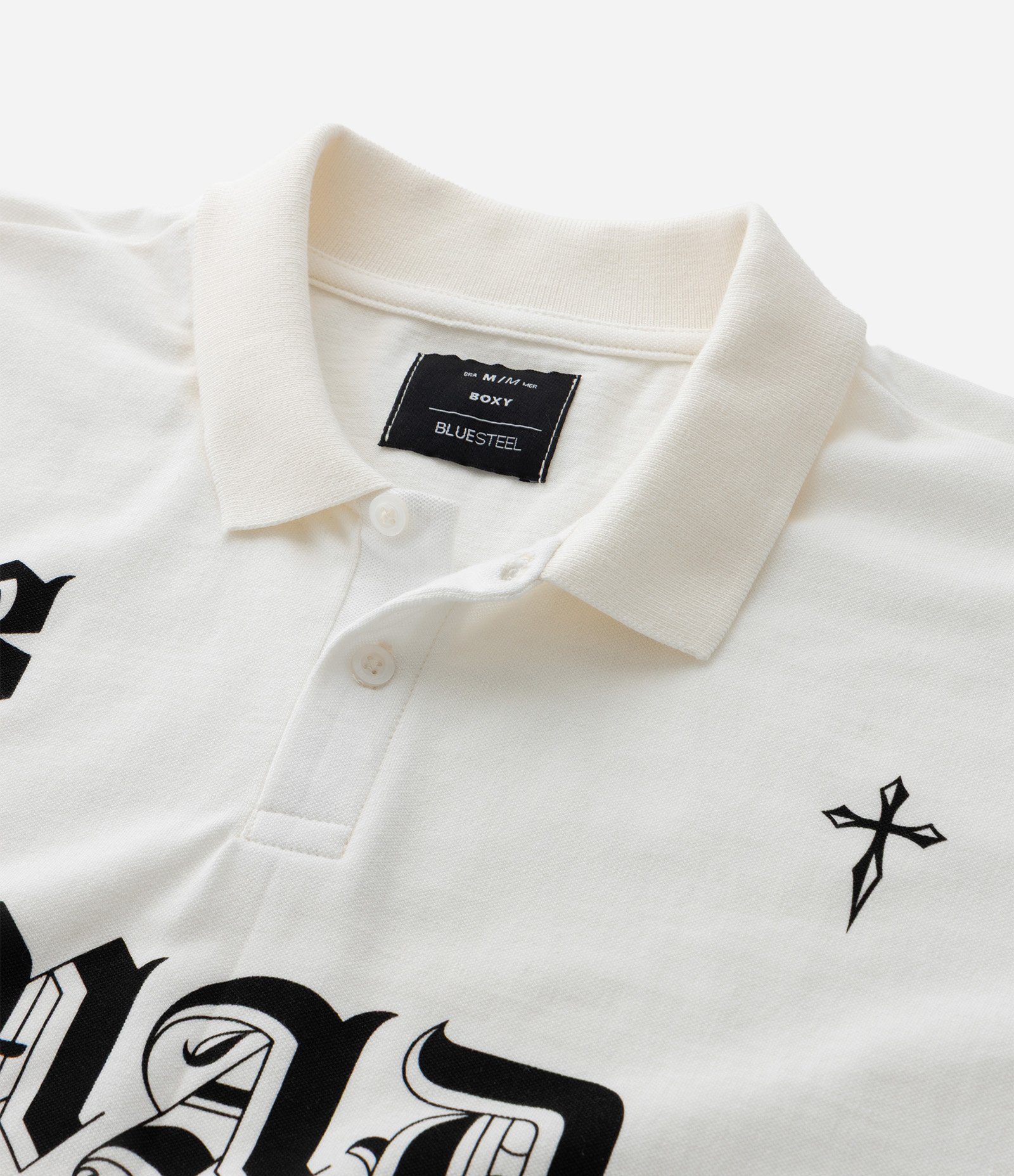 Camiseta Boxy em Algodão com Gola Polo Lettering 93 Mad Branco 9