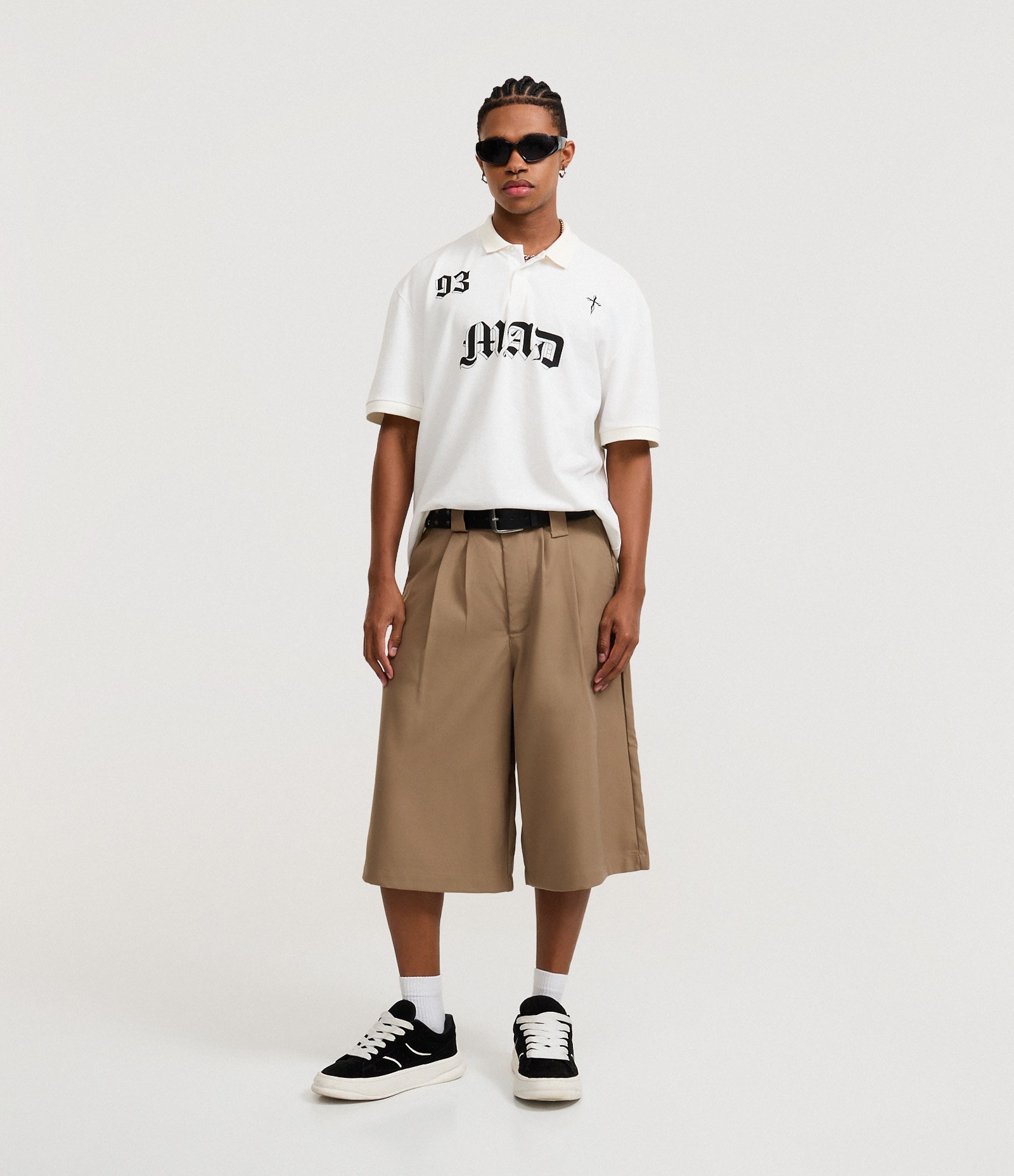 Camiseta Boxy em Algodão com Gola Polo Lettering 93 Mad Branco 2