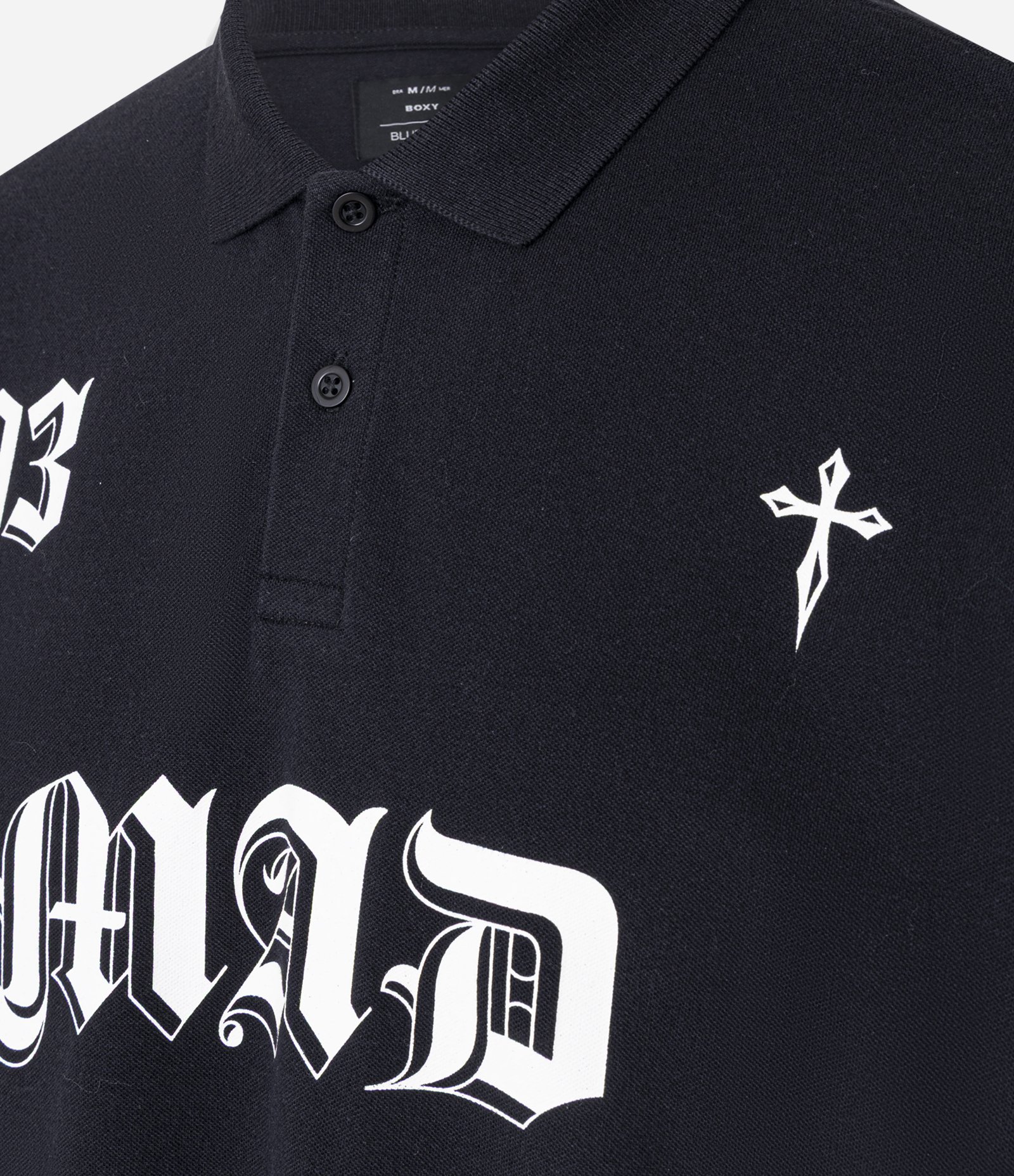 Camiseta Boxy em Algodão com Gola Polo Lettering 93 Mad Preto 7