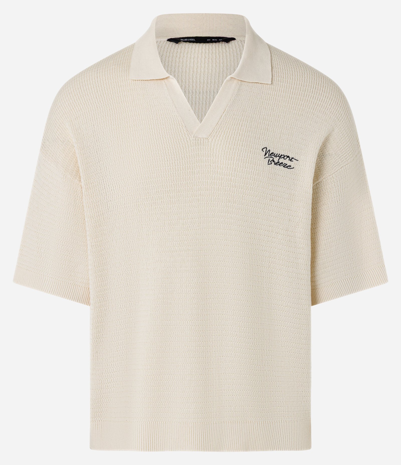 Camisa Polo Oversized em Tricô com Estampa Lettering Newport Breeze Bege 7