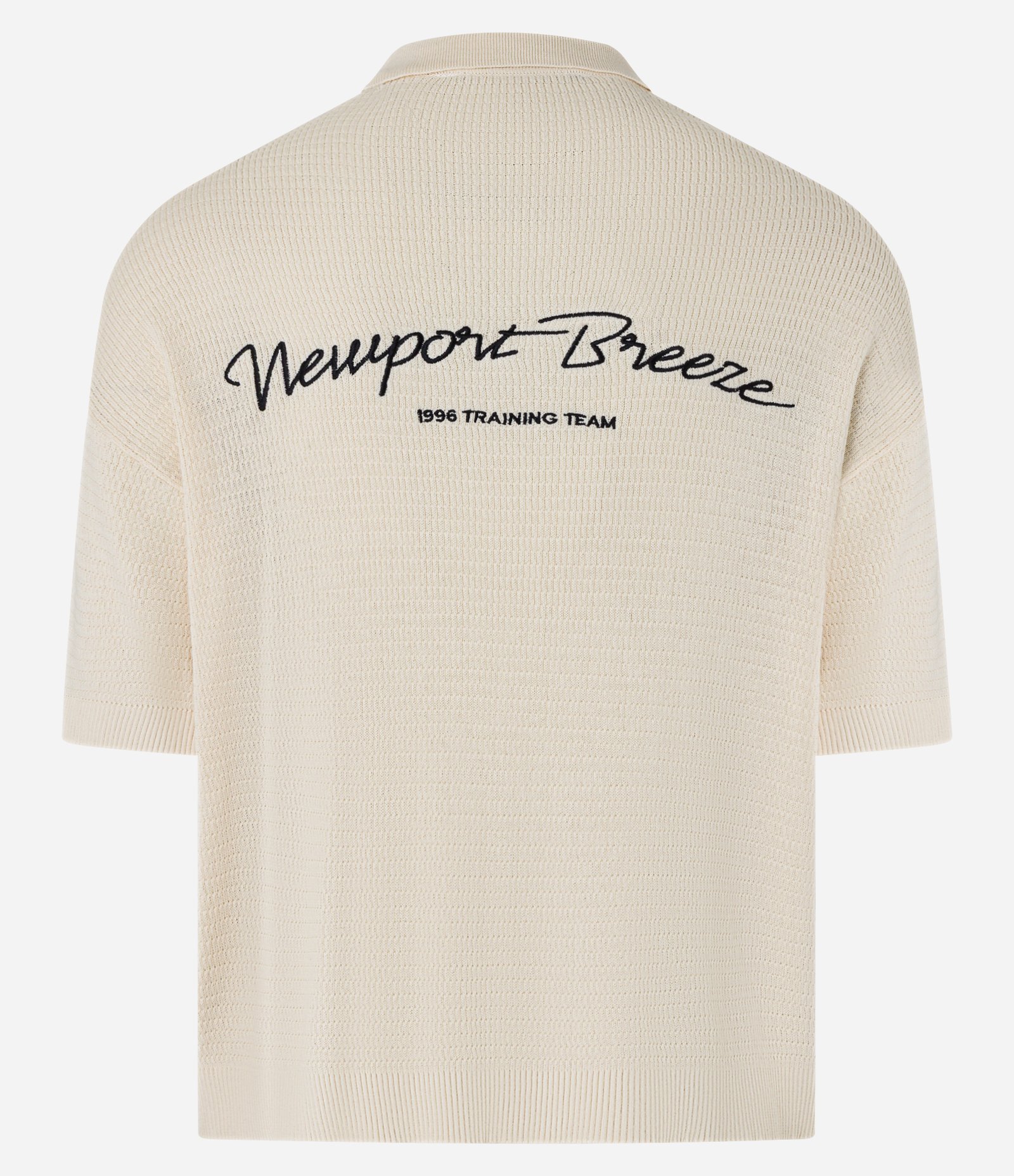 Camisa Polo Oversized em Tricô com Estampa Lettering Newport Breeze Bege 9
