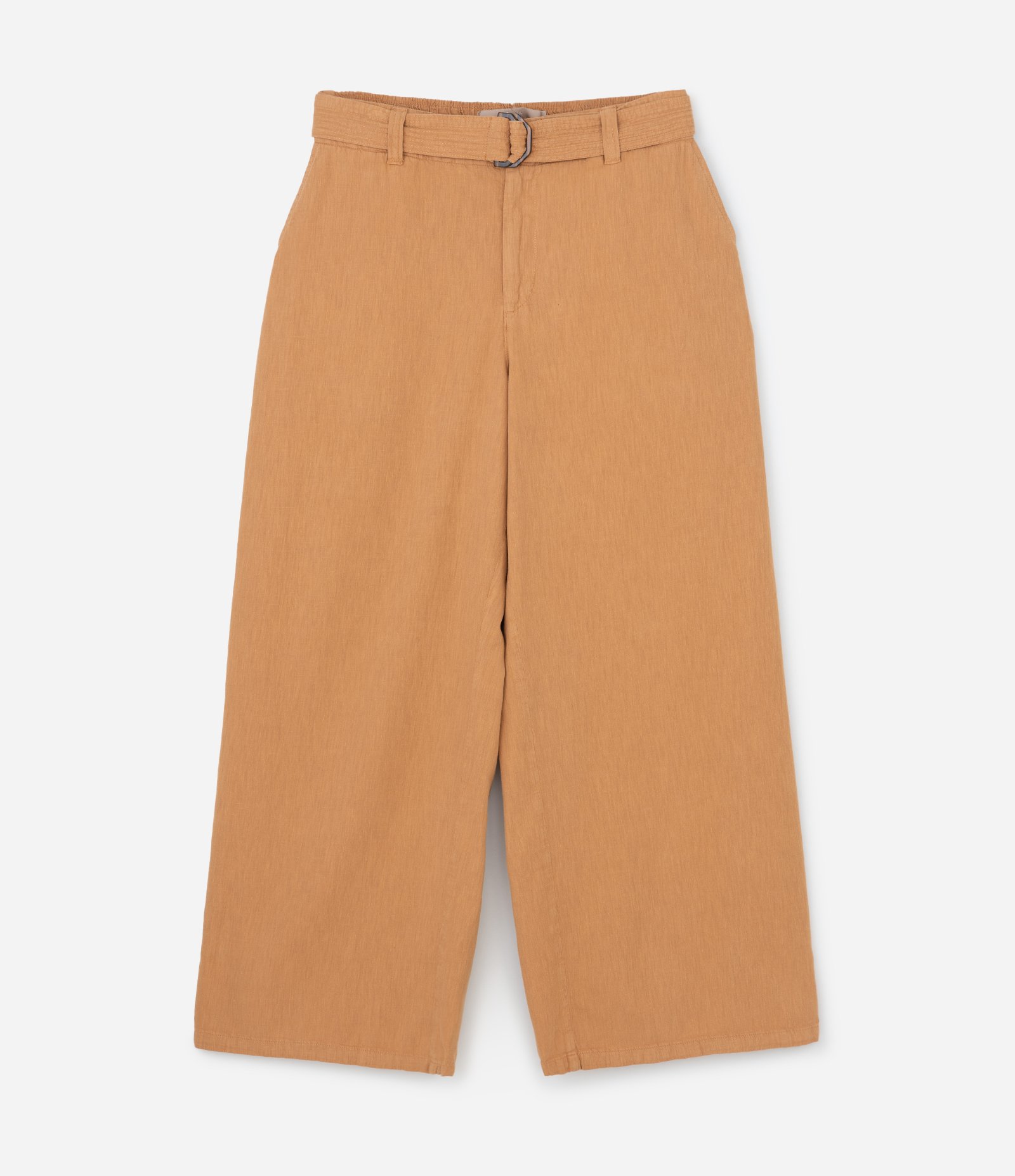 Calça Pantalona em Sarja com Cinto Curve & Plus Size Caramelo 5