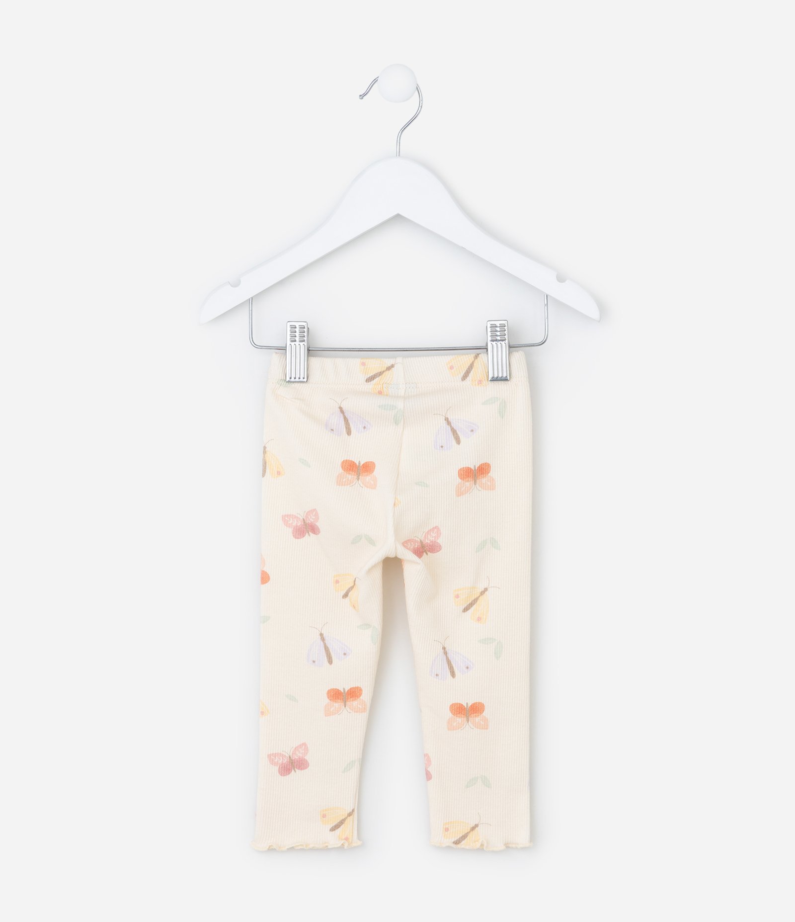 Calça Legging Infantil com Estampa Borboletas - Tam RN a 18 meses Bege 3