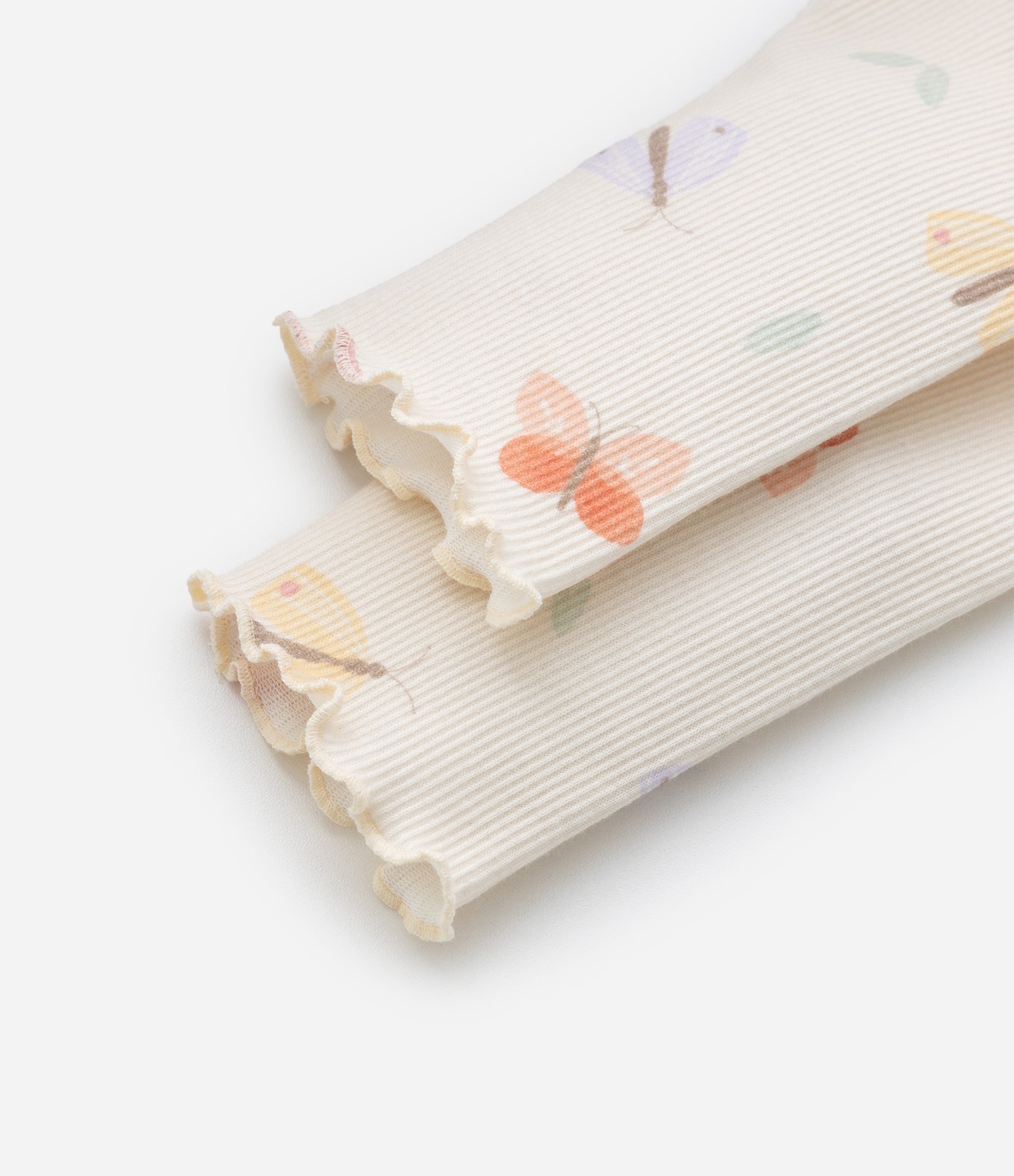 Calça Legging Infantil com Estampa Borboletas - Tam RN a 18 meses Bege 5