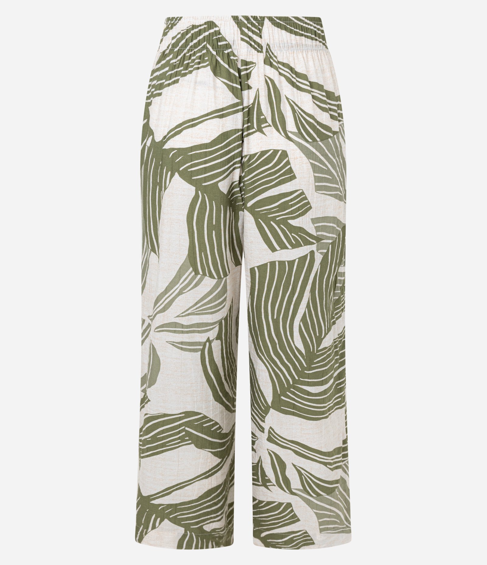 Calça Pantacourt em Viscose com Estampa Folhagem Verde/Off White 7