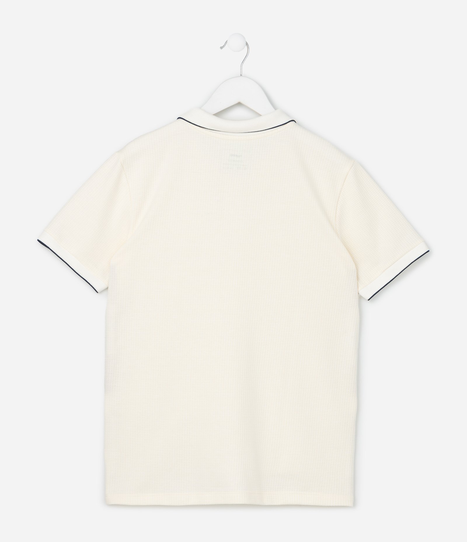 Camiseta Polo Infantil Texturizada - Tam 5 a 14 Anos Off White 2