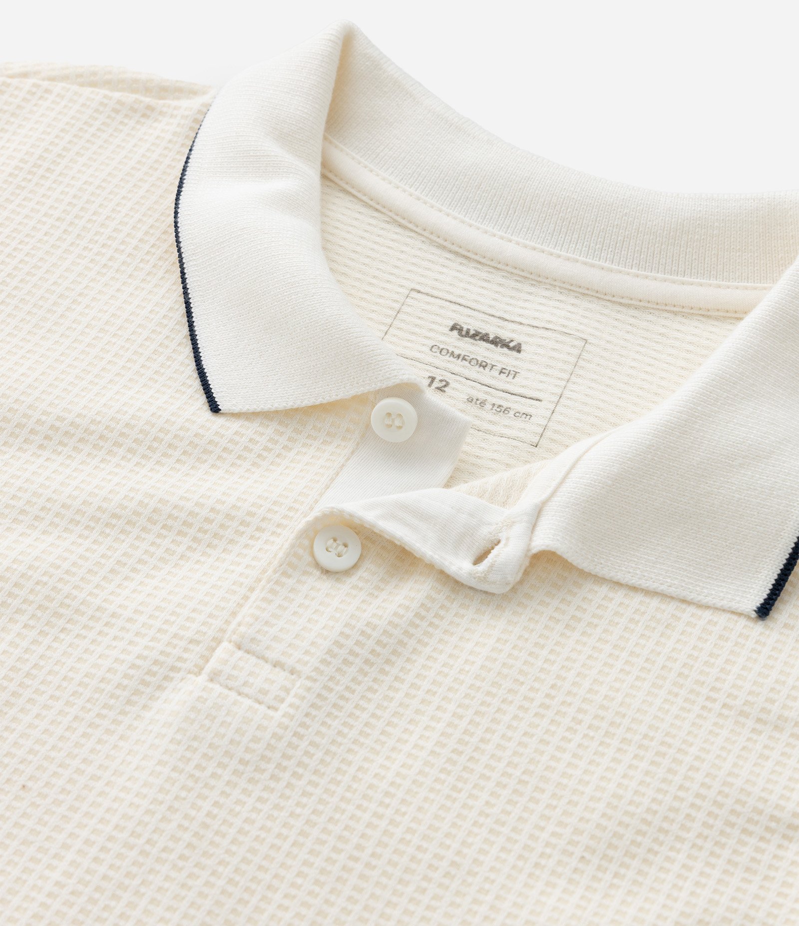 Camiseta Polo Infantil Texturizada - Tam 5 a 14 Anos Off White 5