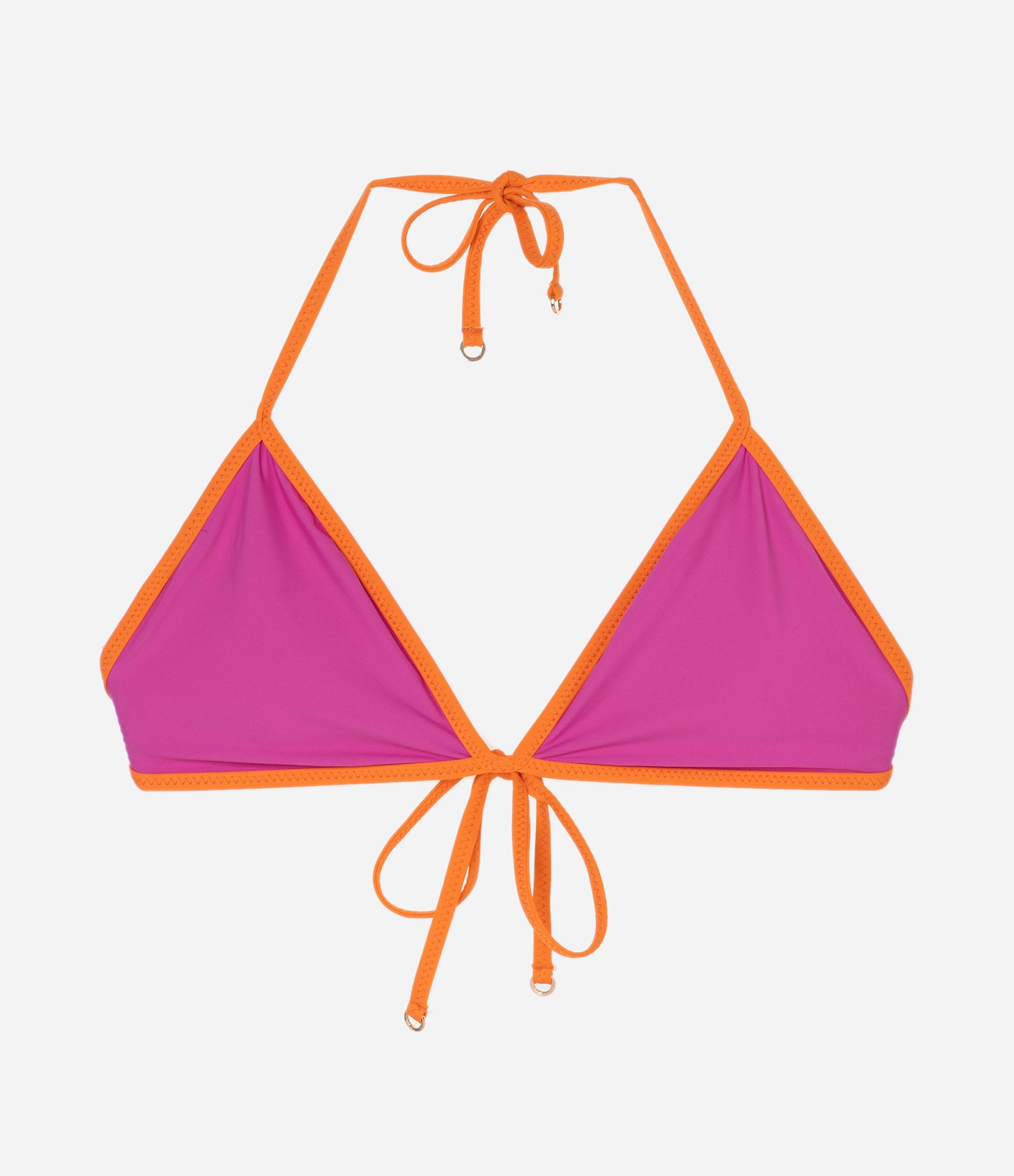 Biquíni Top Triangulo Fixo em Microfibra com Viés Contrastante Rosa 5