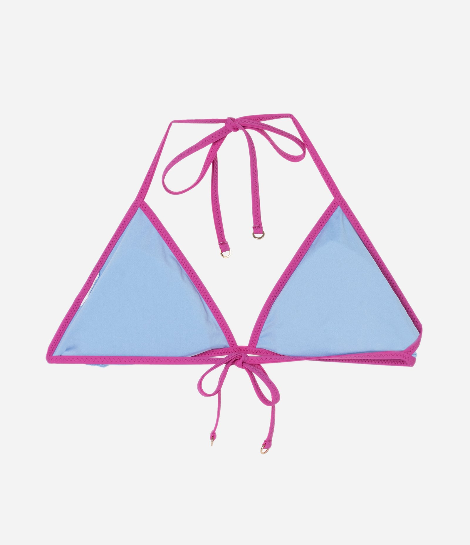 Biquíni Top Triangulo Fixo em Microfibra com Viés Contrastante Azul 6