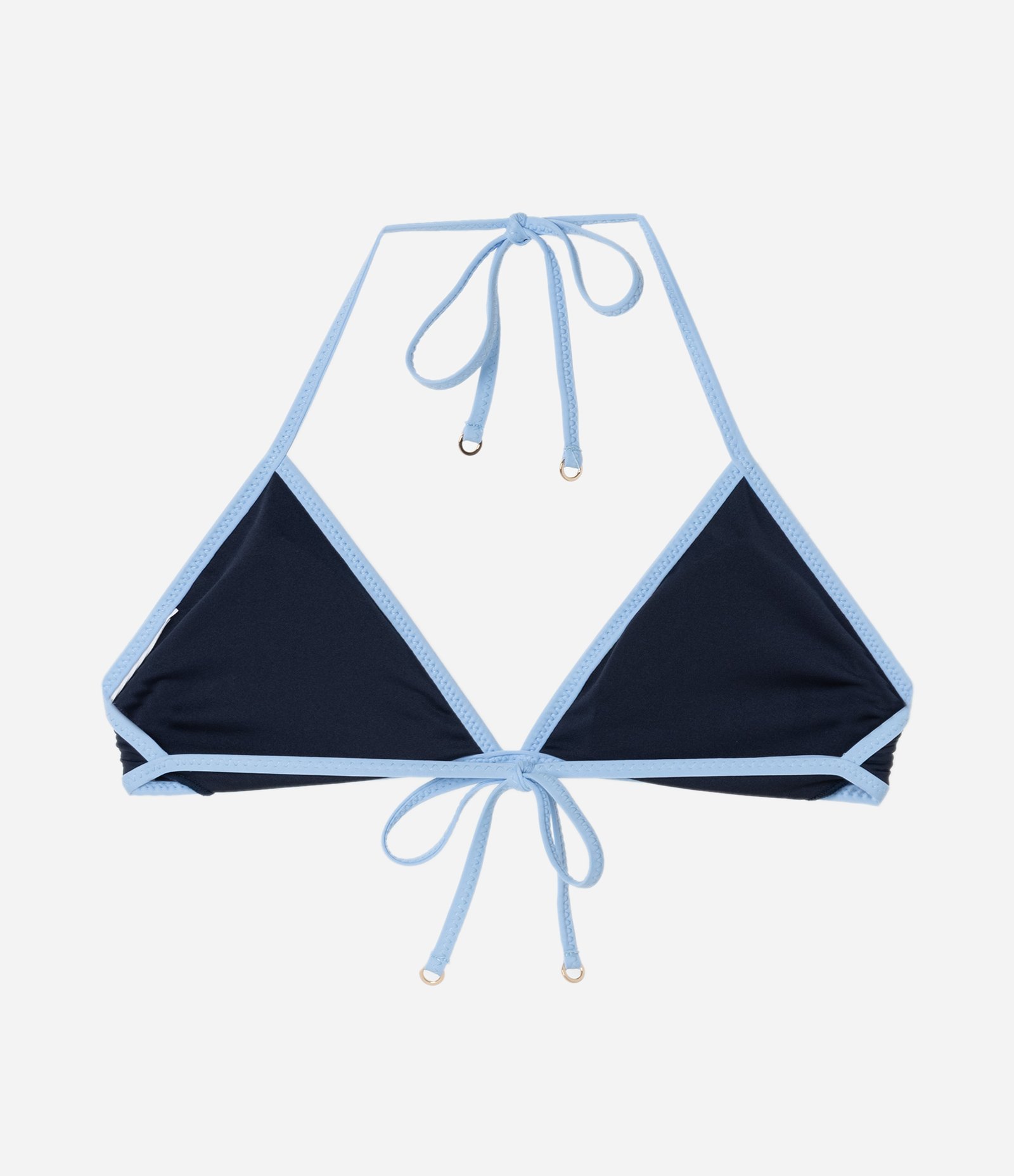 Biquíni Top Triangulo Fixo em Microfibra com Viés Contrastante Azul Marinho 6