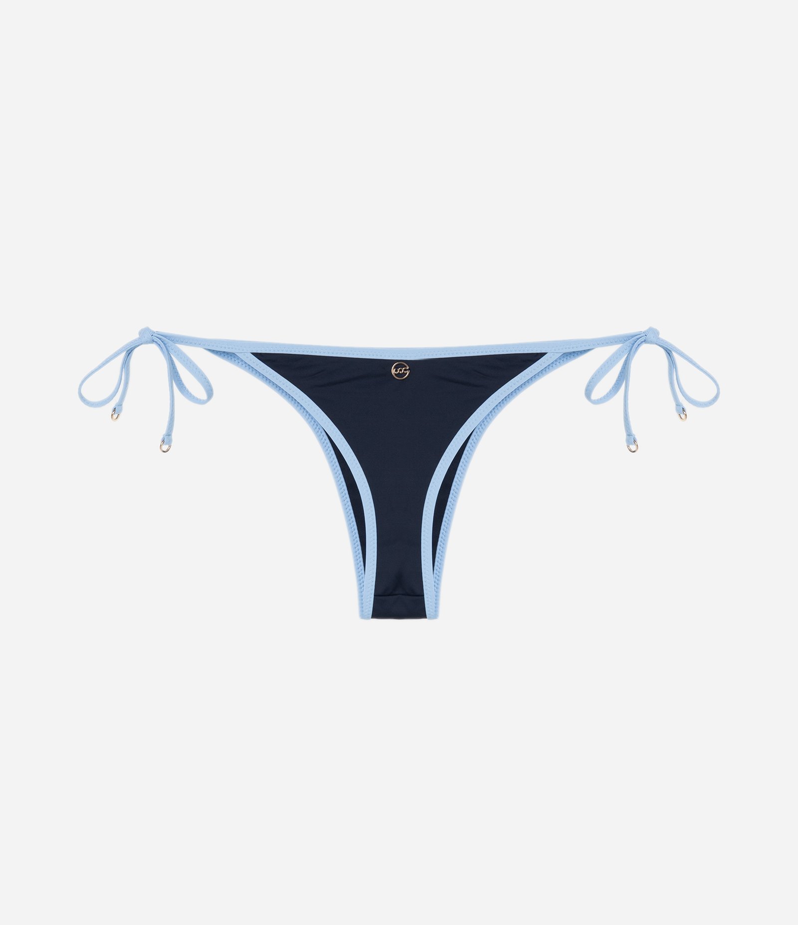 Biquíni Calcinha Lacinho Fio em Microfibra com Viés Constrastante Azul Marinho 6