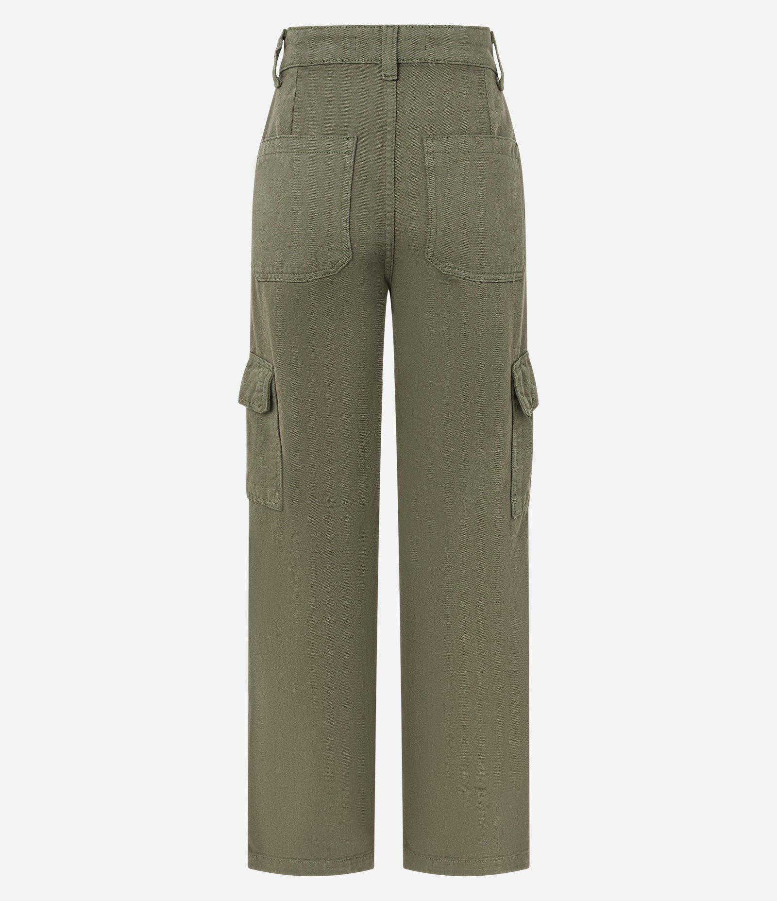 Calça Reta Comfort em Sarja com Bolsos Cargo Verde 2