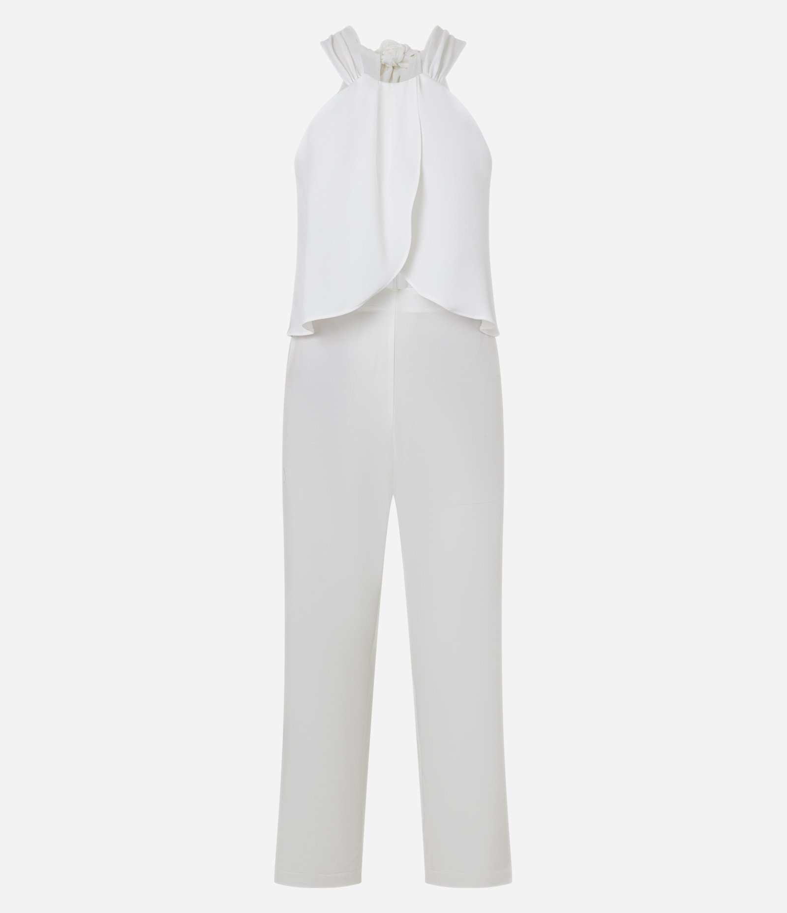 Macacão em Crepe com Gola Halter e Sobreposição Franzida Off White 6