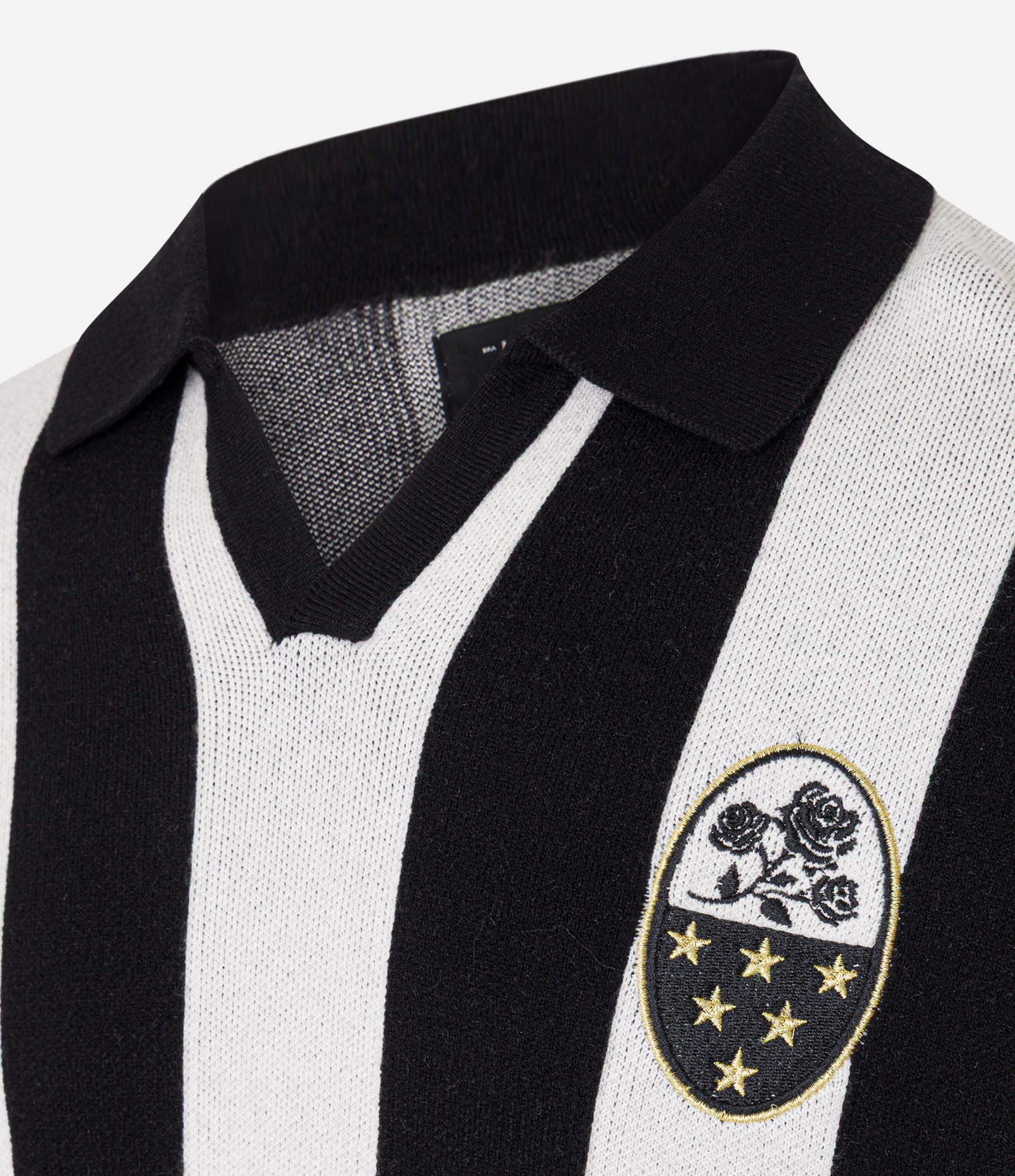 Camiseta Boxy em Tricô com Estampa Futebol Preto/Branco 2