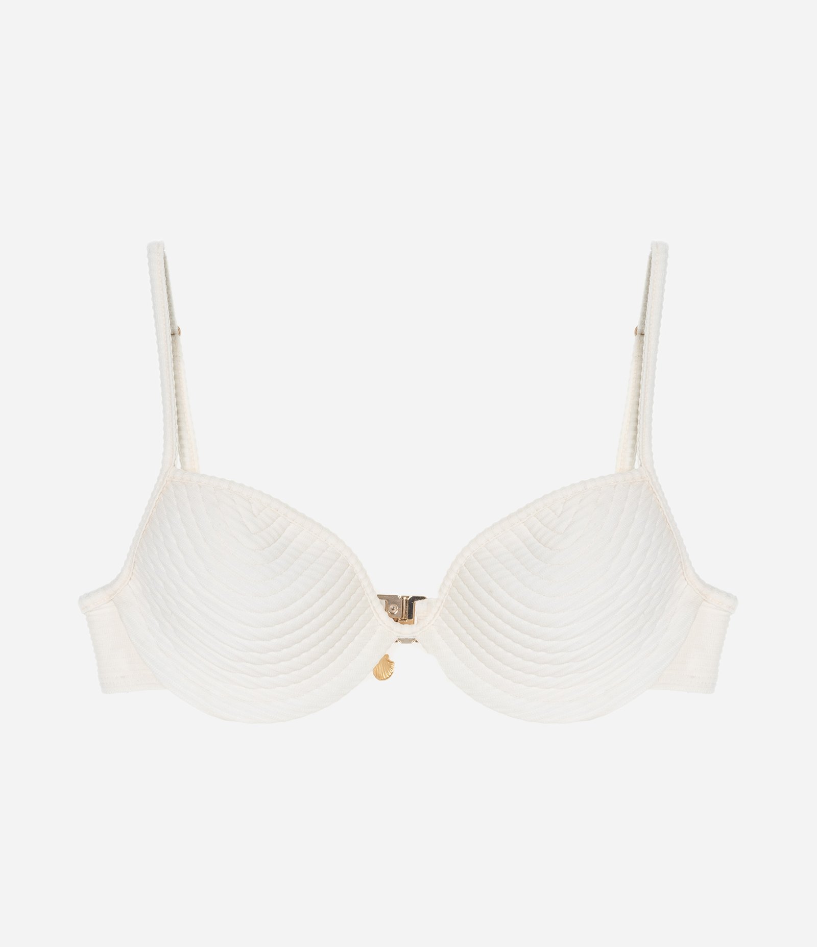 Biquíni Top em Microfibra com Textura de Concha Off White 4