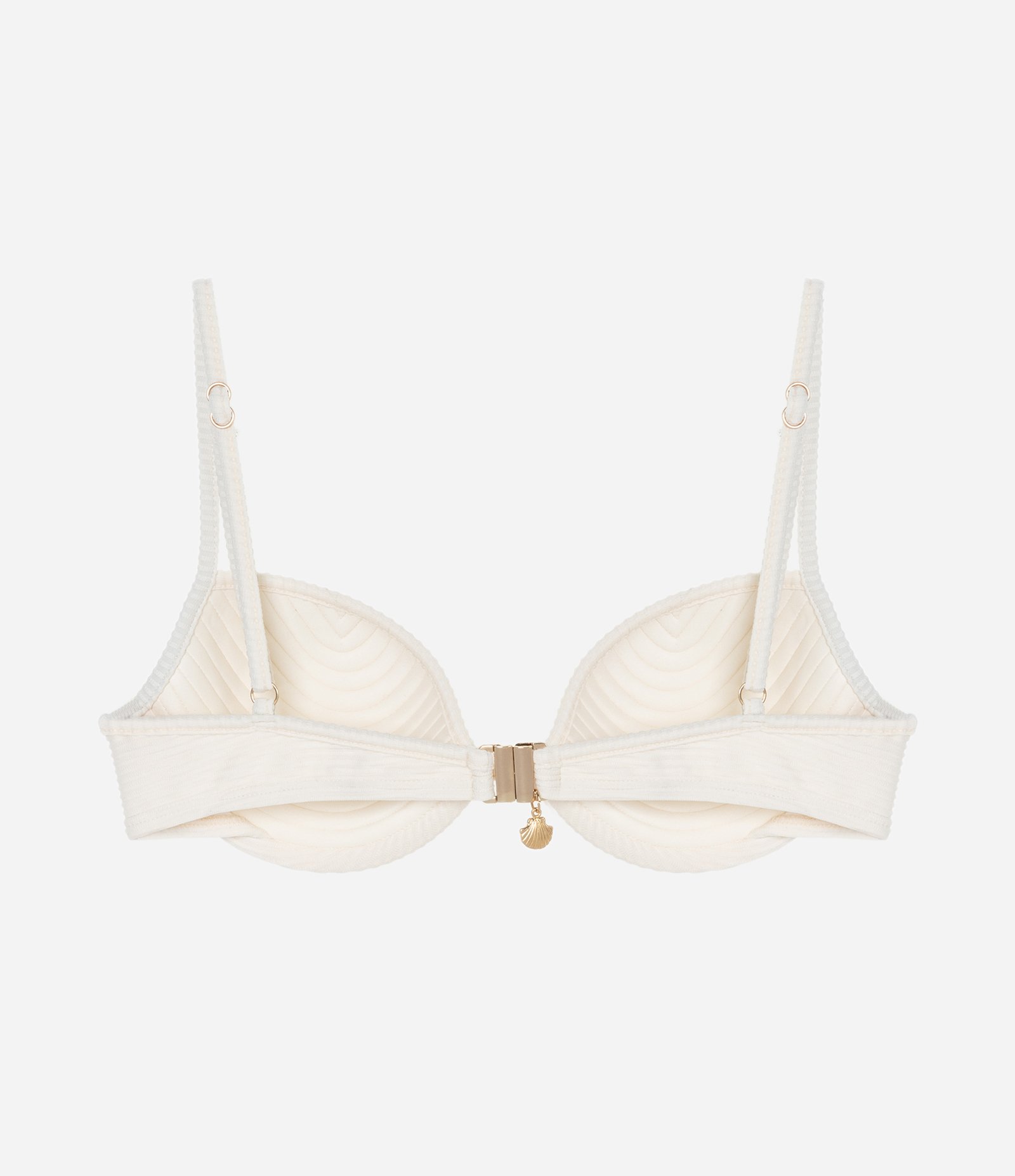 Biquíni Top em Microfibra com Textura de Concha Off White 5